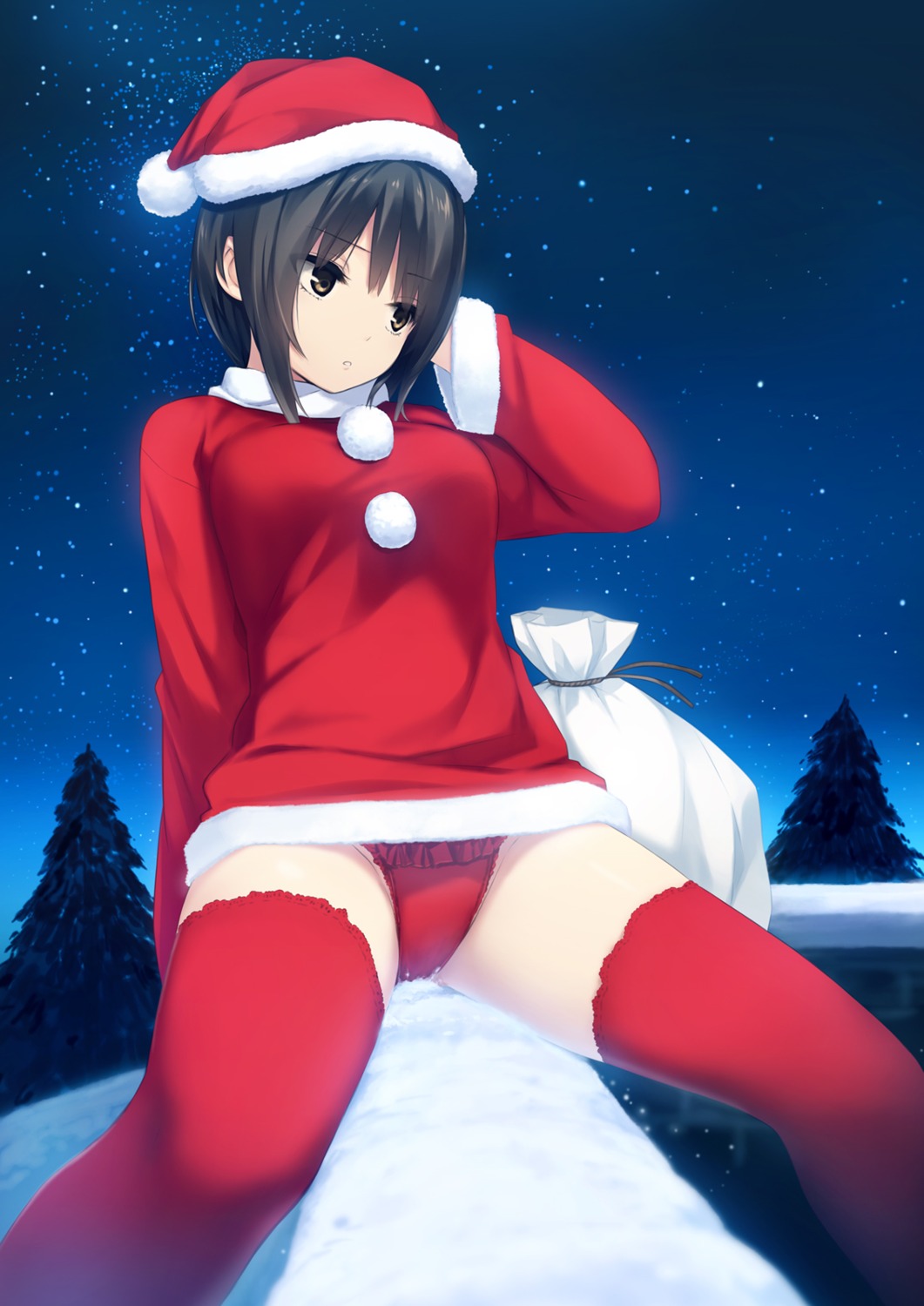 aoyama_sumika christmas coffee-kizoku dress pantsu thighhighs