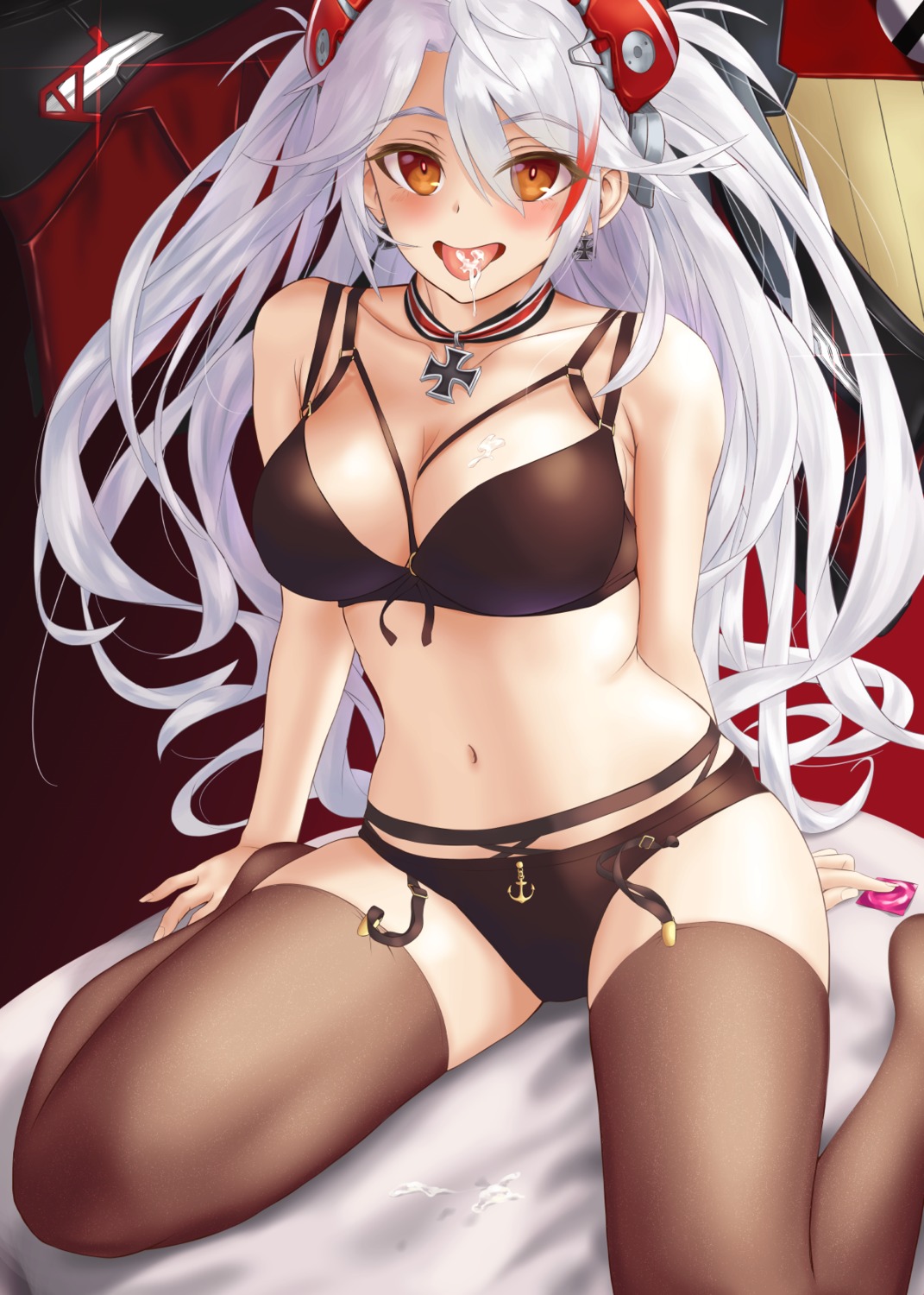 azur_lane bra cum garter_belt hamstarhand pantsu prinz_eugen_(azur_lane) stockings thighhighs