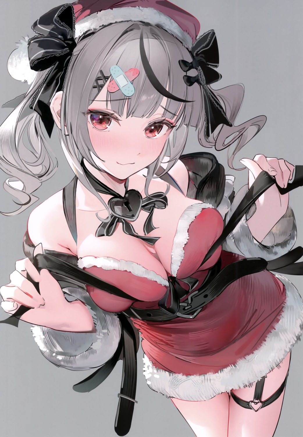 bandaid christmas dress garter hololive kinniku_poyopoyo no_bra sakamata_chloe umibouzu