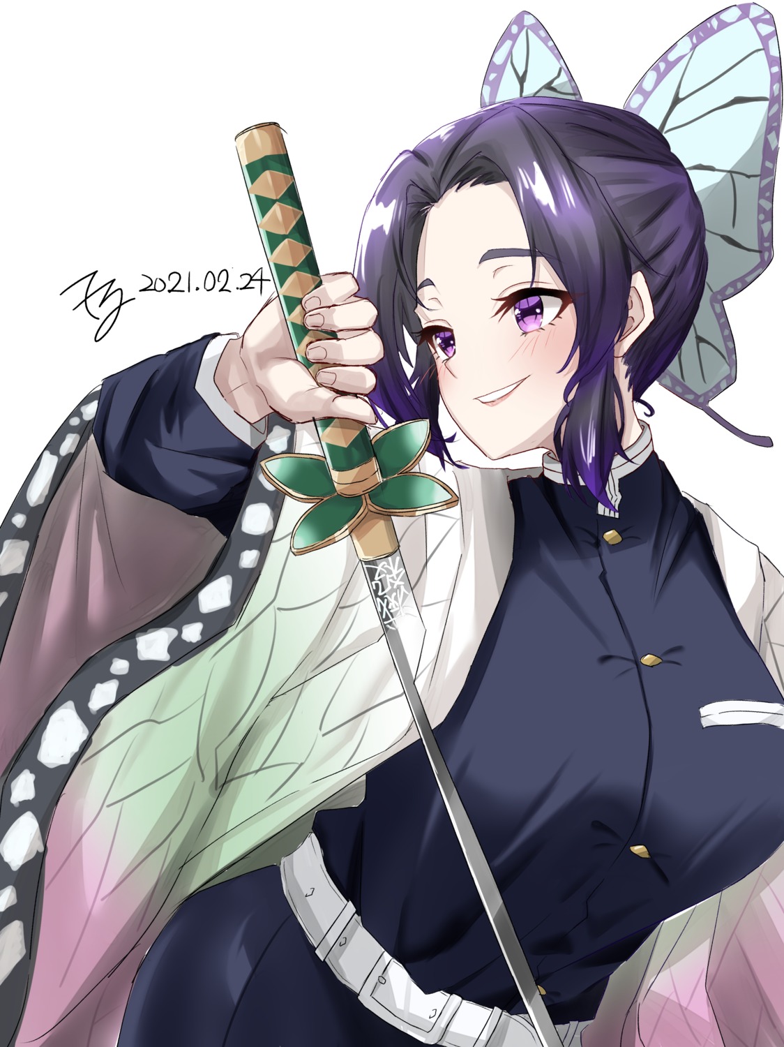 japanese_clothes kimetsu_no_yaiba kochou_shinobu kohaku_teru sword uniform