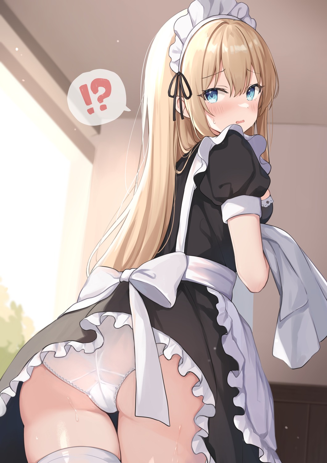 ass cameltoe maid okiq pantsu skirt_lift thighhighs