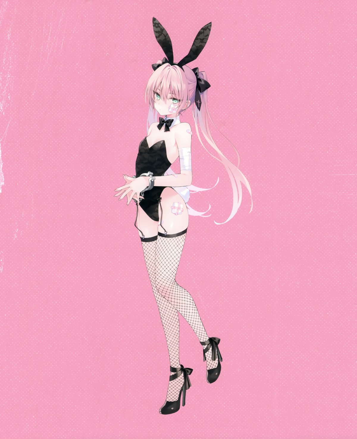 animal_ears bandages bandaid bondage bunny_ears bunny_girl carneades fishnets hatsune_(rurudo) heels no_bra rurudo rurudot stockings tail thighhighs