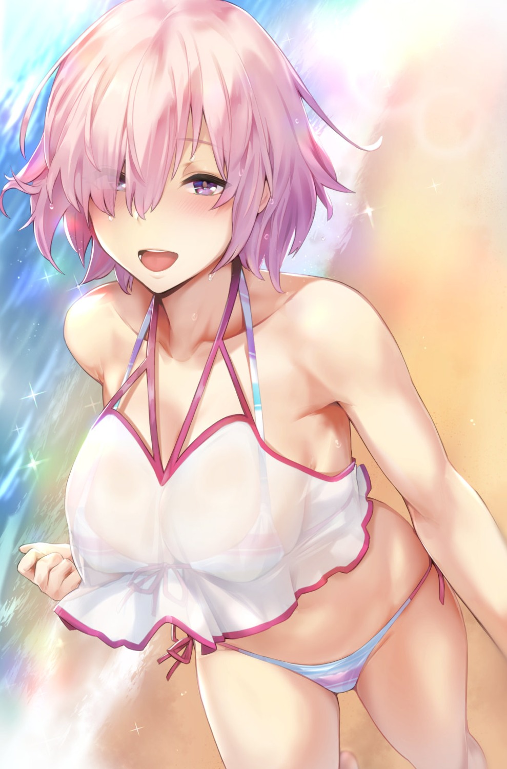 bikini fate/grand_order kurowa mash_kyrielight see_through swimsuits