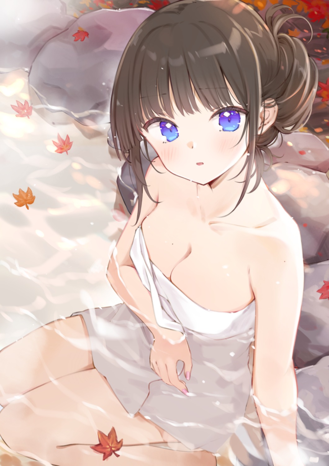 bathing cleavage maigoyaki naked onsen towel wet