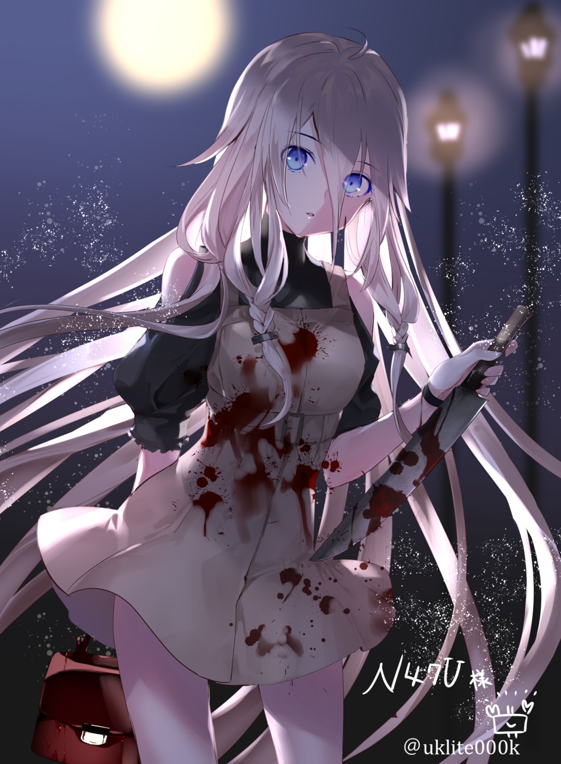 blood dress ia_(vocaloid) skirt_lift vocaloid weapon yandere yuuki_kira