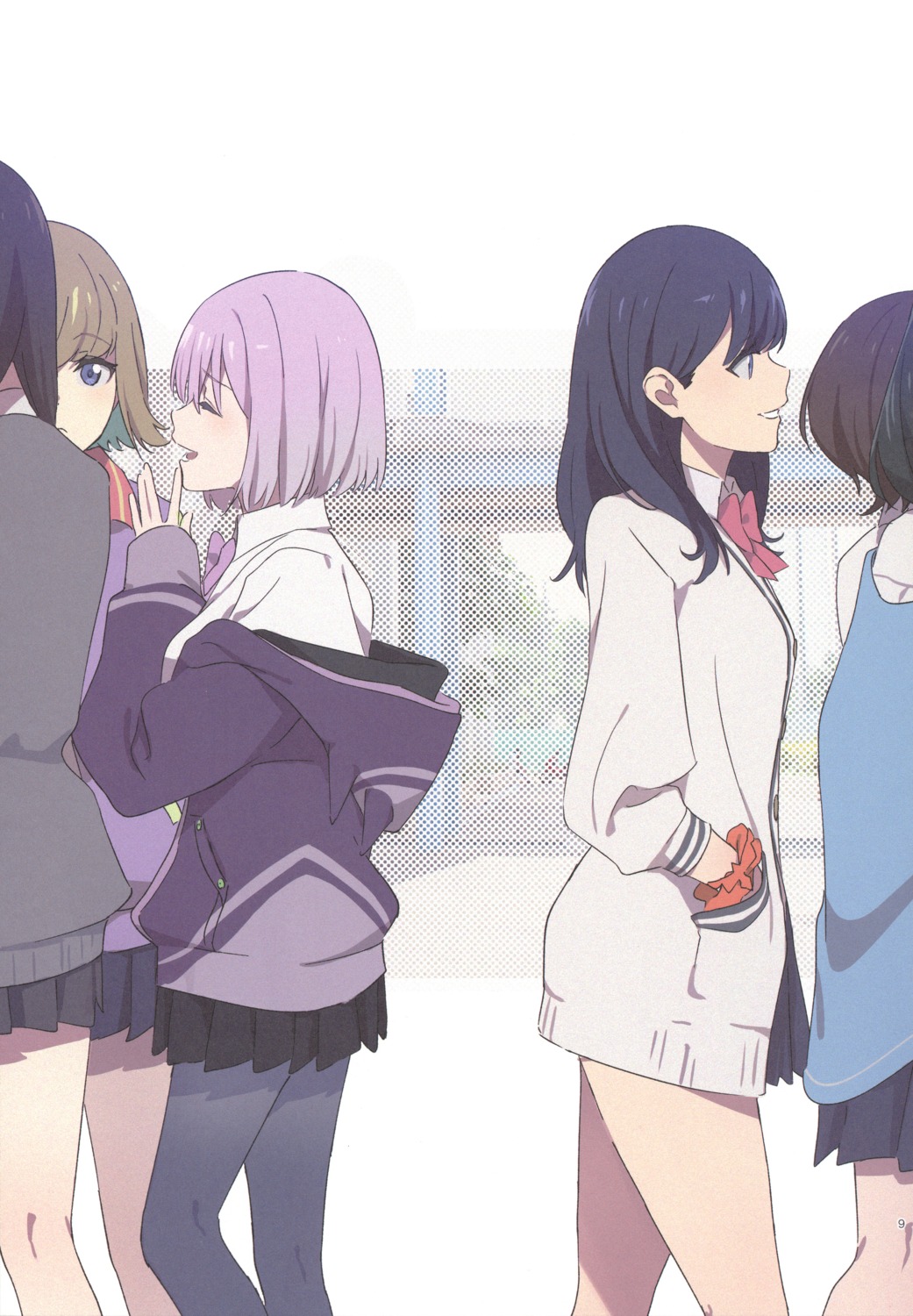 nakamura_mayumi_(yodomura) pantyhose seifuku shinjou_akane ssss.gridman sweater takarada_rikka yotoco