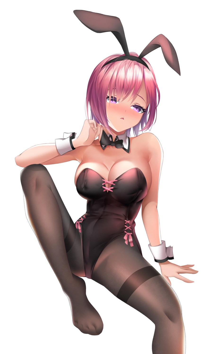 animal_ears bunny_ears bunny_girl dongcilagedaci fate/grand_order feet mash_kyrielight no_bra pantyhose