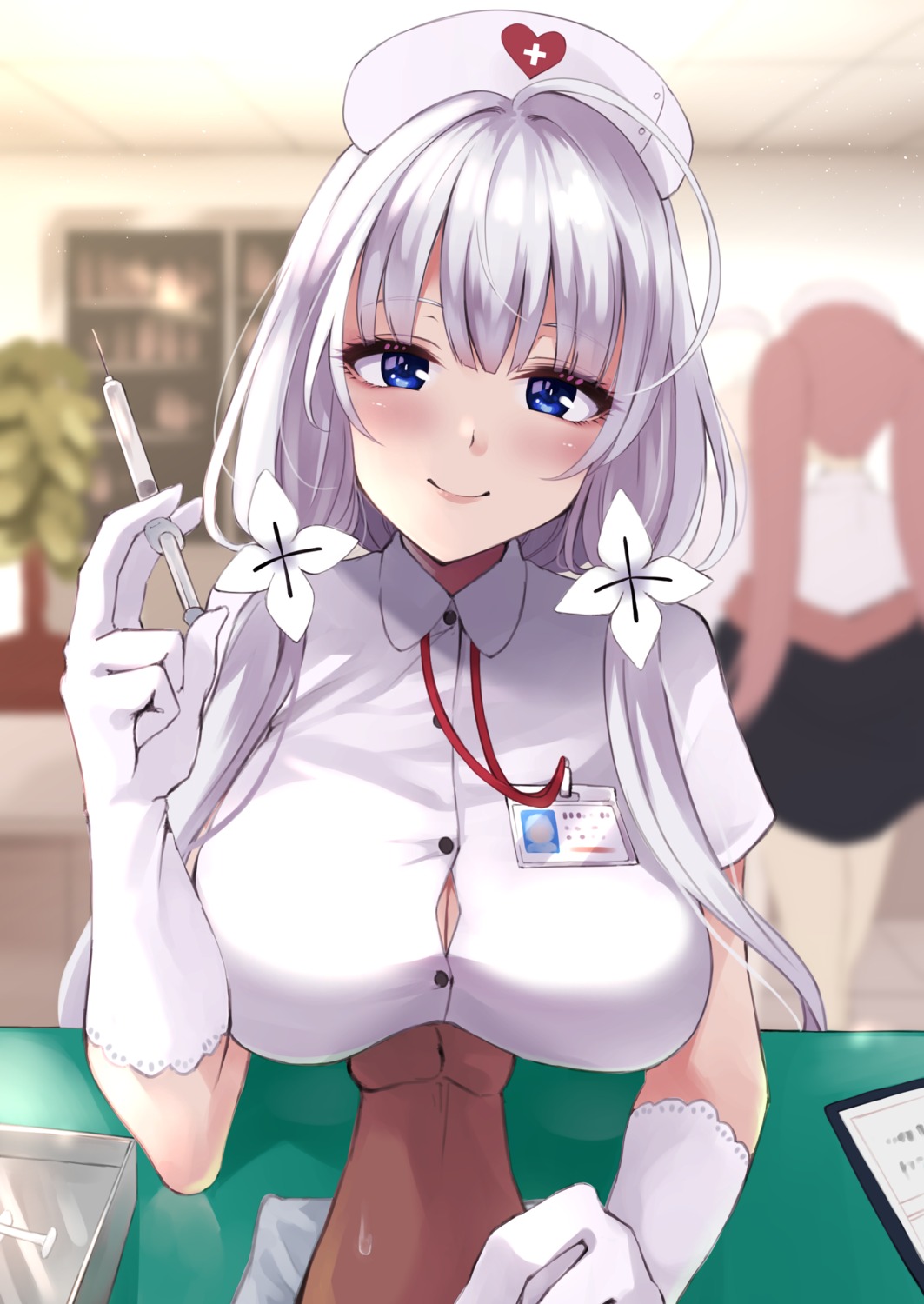 azur_lane breast_hold cleavage illustrious_(azur_lane) nurse wee_(weeyy)