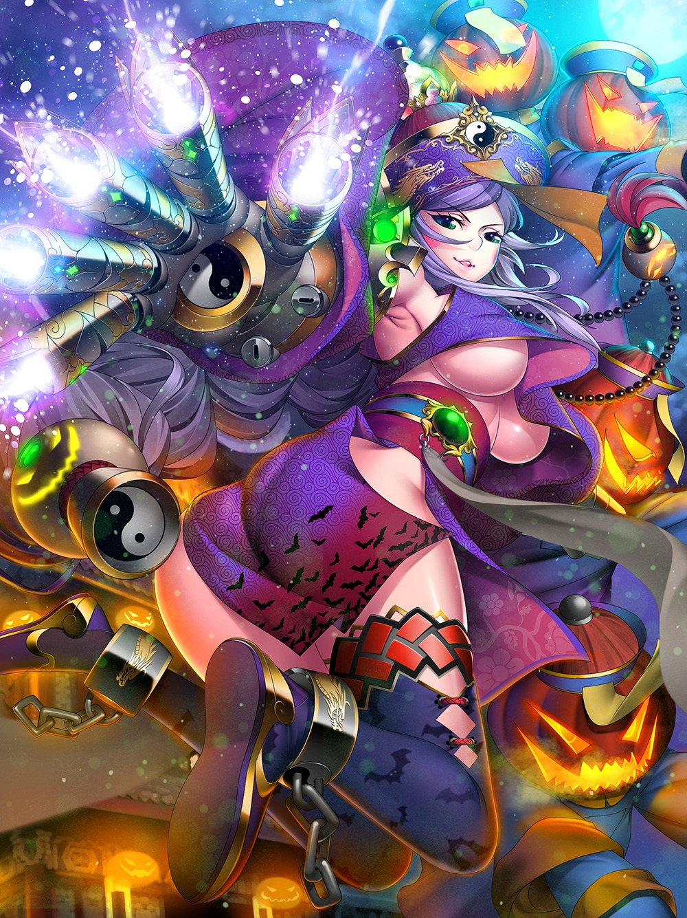 ass chinadress halloween lucknight mecha_musume no_bra nopan thighhighs underboob