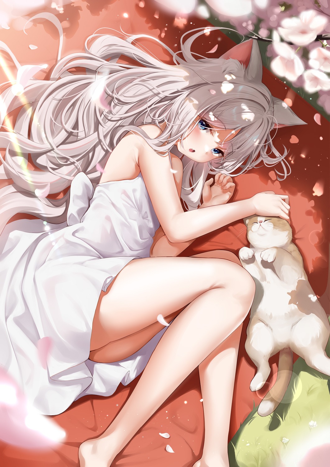 animal_ears dress kokuto_(kurousagi1210) neko nekomimi summer_dress