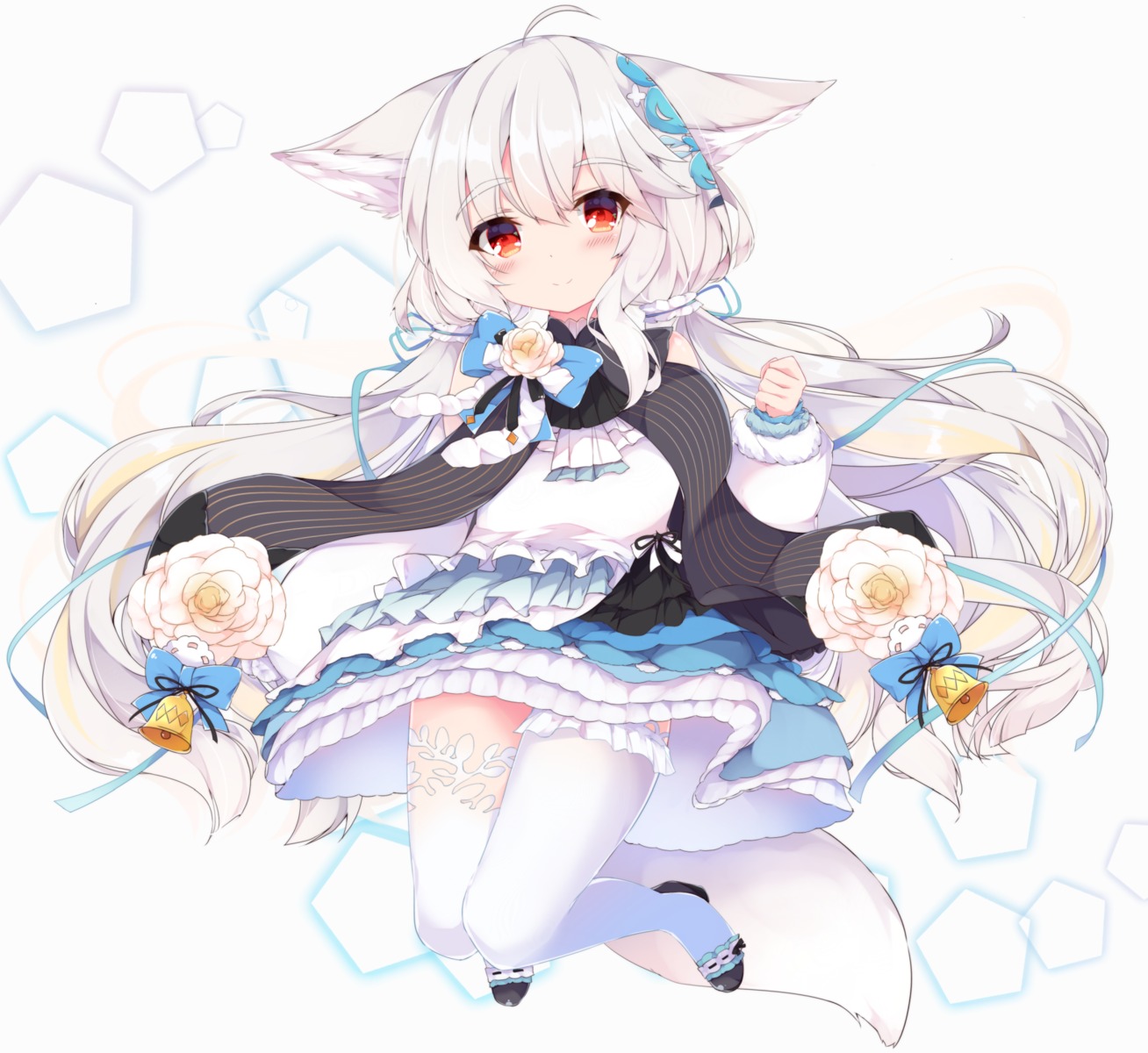 animal_ears fuuna skirt_lift tail thighhighs