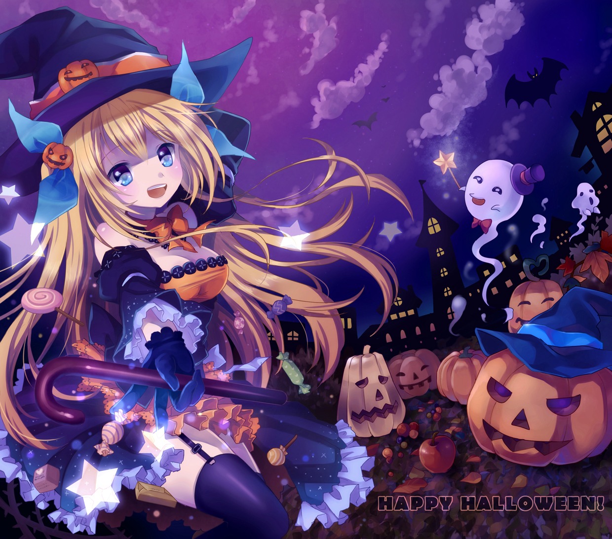 aizawa_hikaru halloween mauve microsoft stockings thighhighs witch