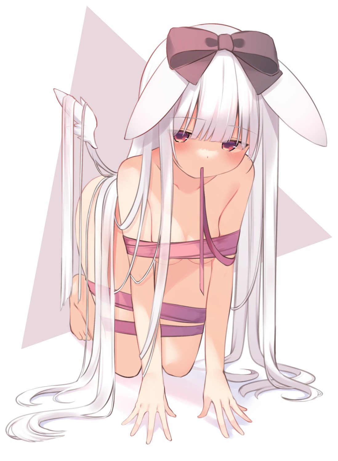 animal_ears bunny_ears naked_ribbon usagimiko wings