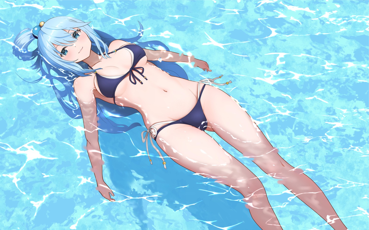 aqua_(kono_subarashii_sekai_ni_shukufuku_wo!) artist_revision bikini gibun_(sozoshu) kono_subarashii_sekai_ni_shukufuku_wo! swimsuits wet