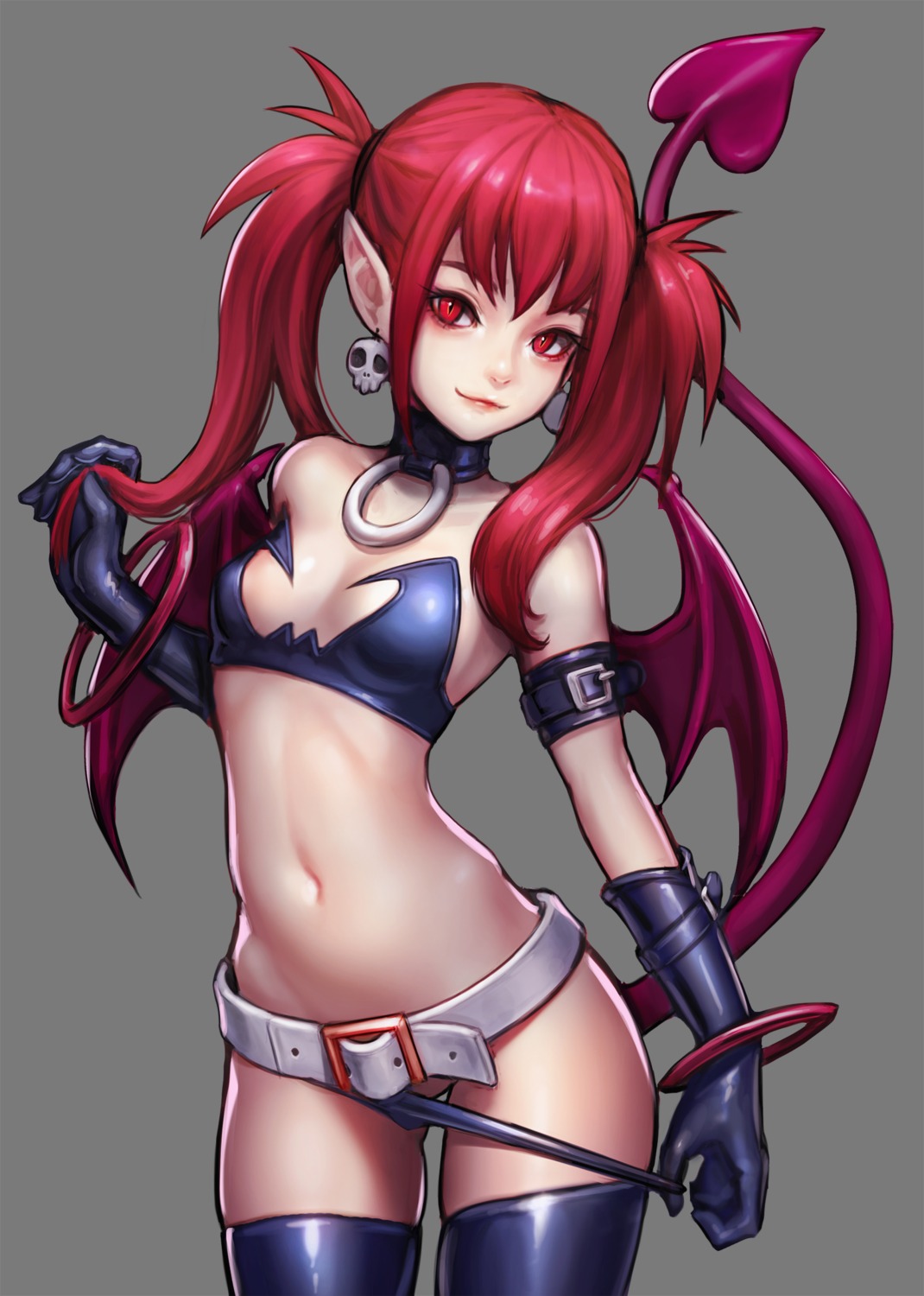 bikini_armor disgaea etna kim_jungon panty_pull pointy_ears tail thighhighs undressing wings