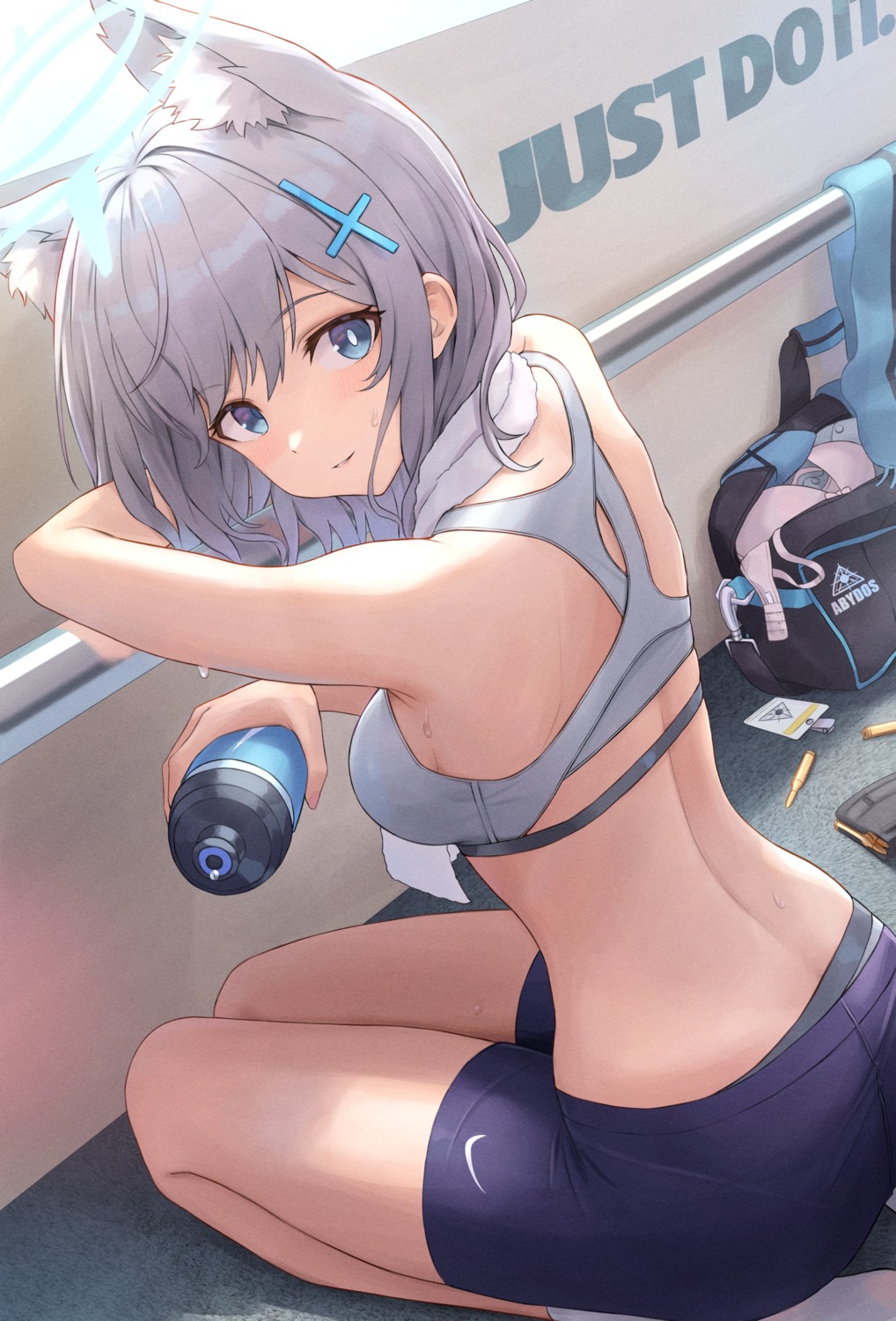 animal_ears blue_archive bra halo hamstarhand nekomimi pantsu sunaookami_shiroko