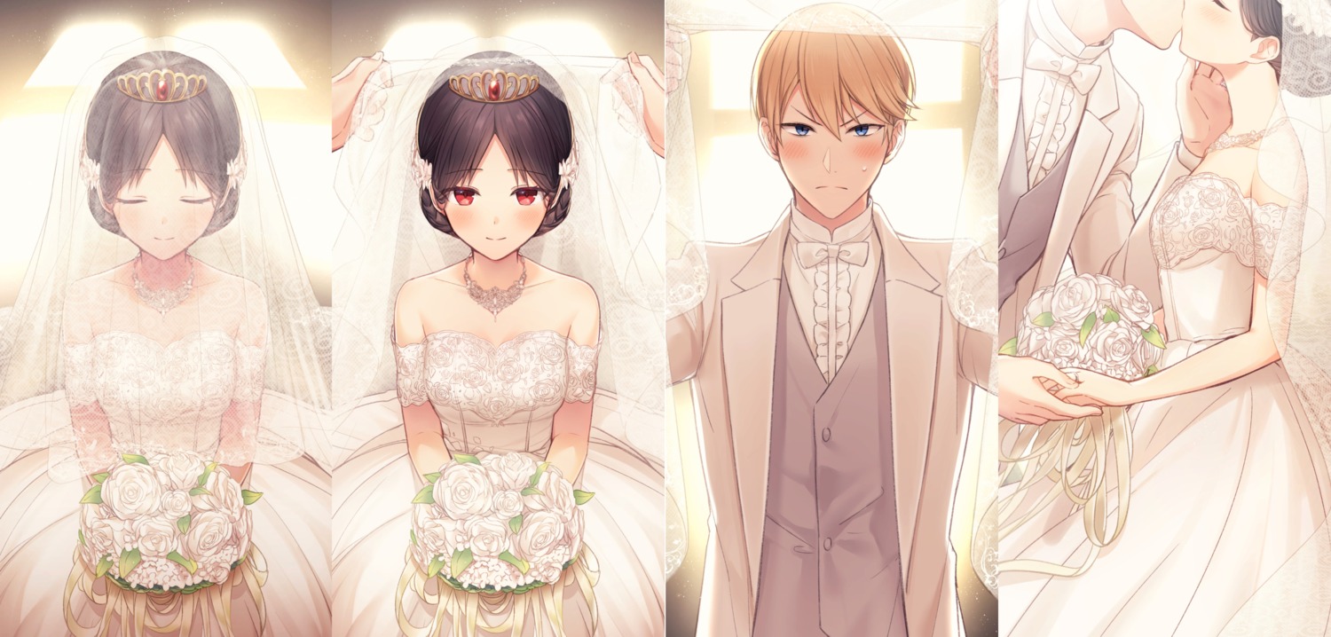 dress juugonichi_(wheeliex2) kaguya-sama_wa_kokurasetai_~tensai-tachi_no_renai_zunousen~ see_through shinomiya_kaguya shirogane_miyuki wedding_dress