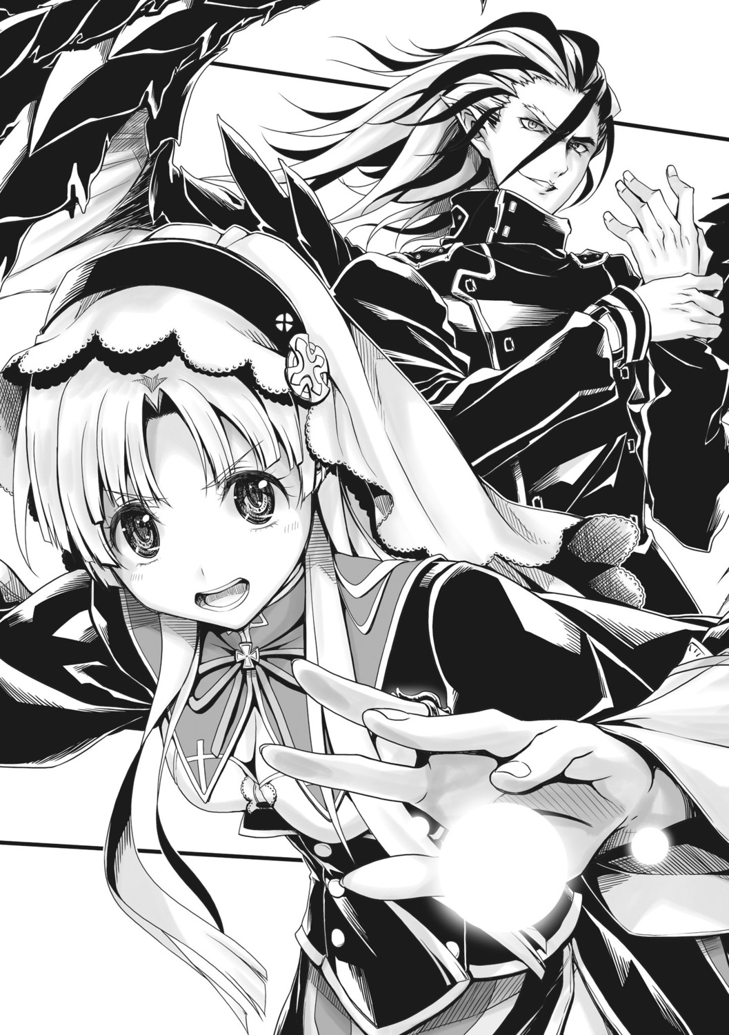 cleavage highschool_dxd miyama-zero monochrome pointy_ears seifuku shin_high_school_dxd