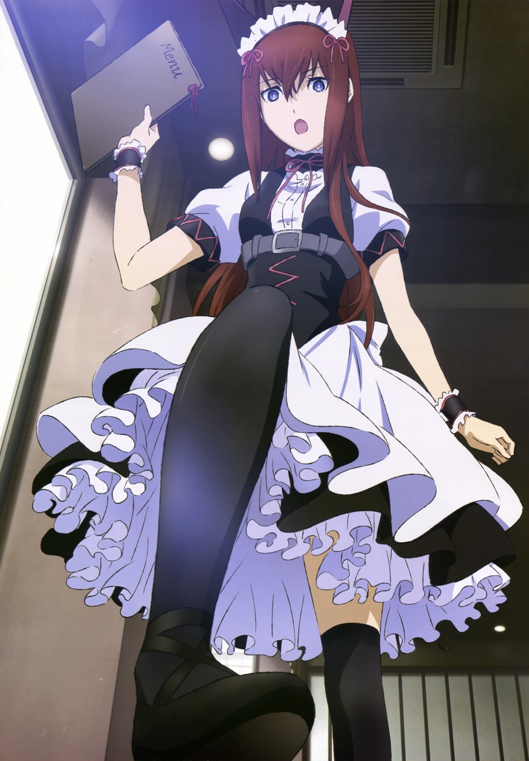 maid makise_kurisu sakai_kyuuta steins;gate thighhighs