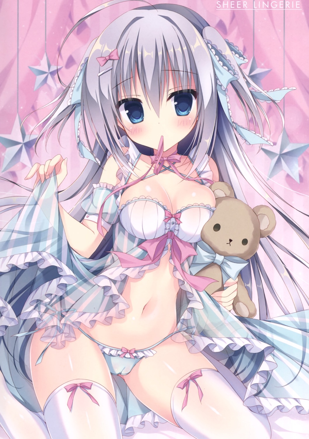 cameltoe cleavage hasune hasuneya lingerie pantsu see_through string_panties thighhighs