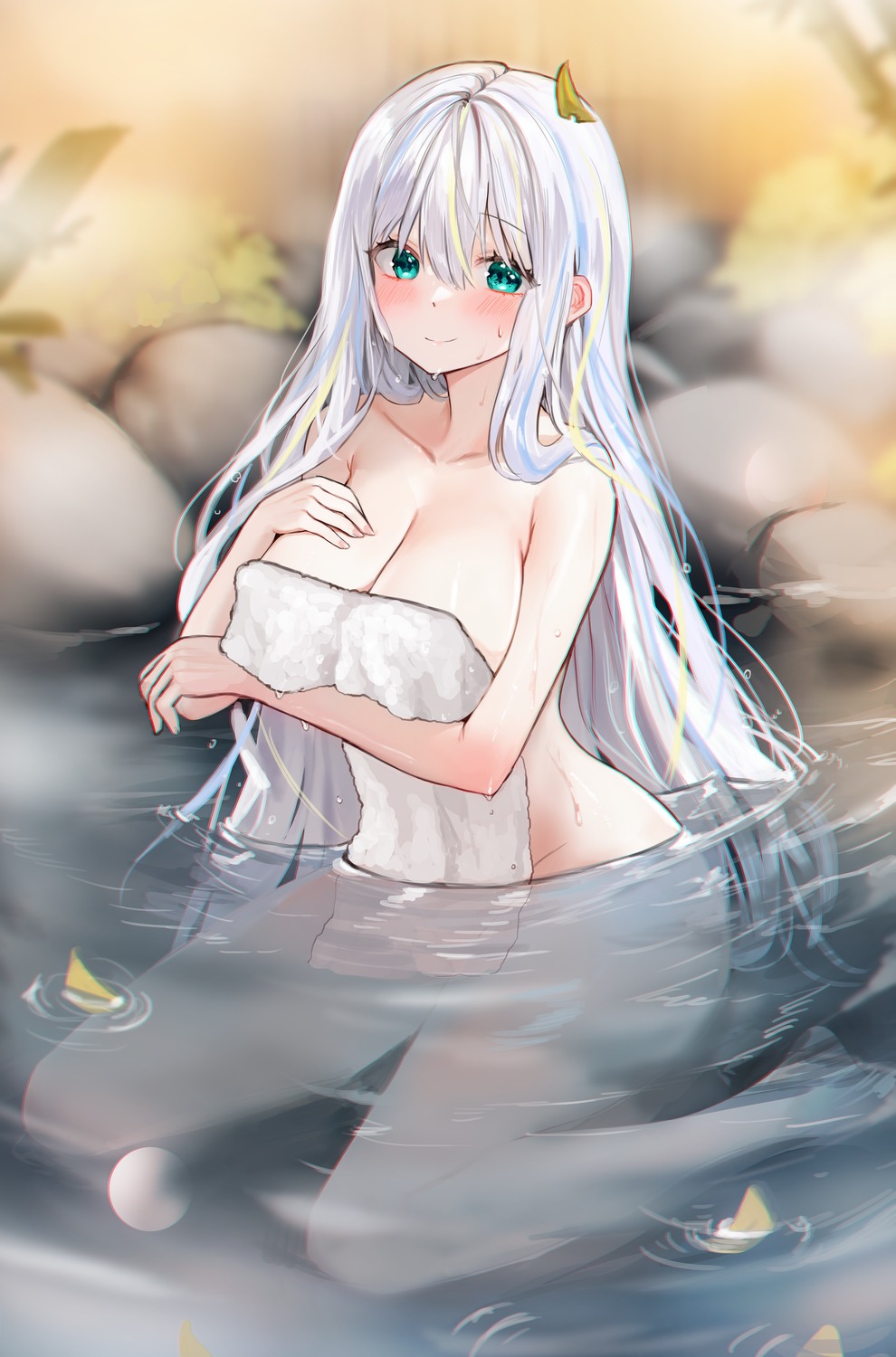 breast_hold dungeon_fighter naked onsen soradally towel wet