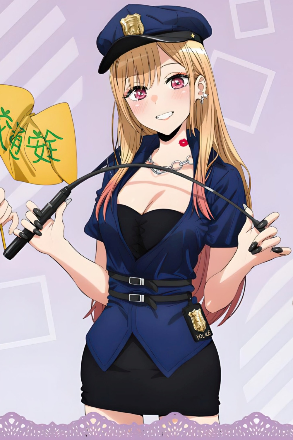 cleavage kitagawa_marin police_uniform sono_bisque_doll_wa_koi_wo_suru tagme weapon