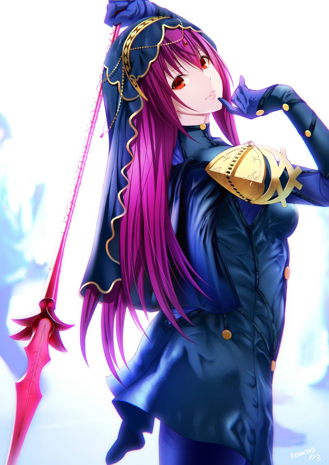 armor bodysuit emanon_123 fate/grand_order scathach_(fate/grand_order) weapon
