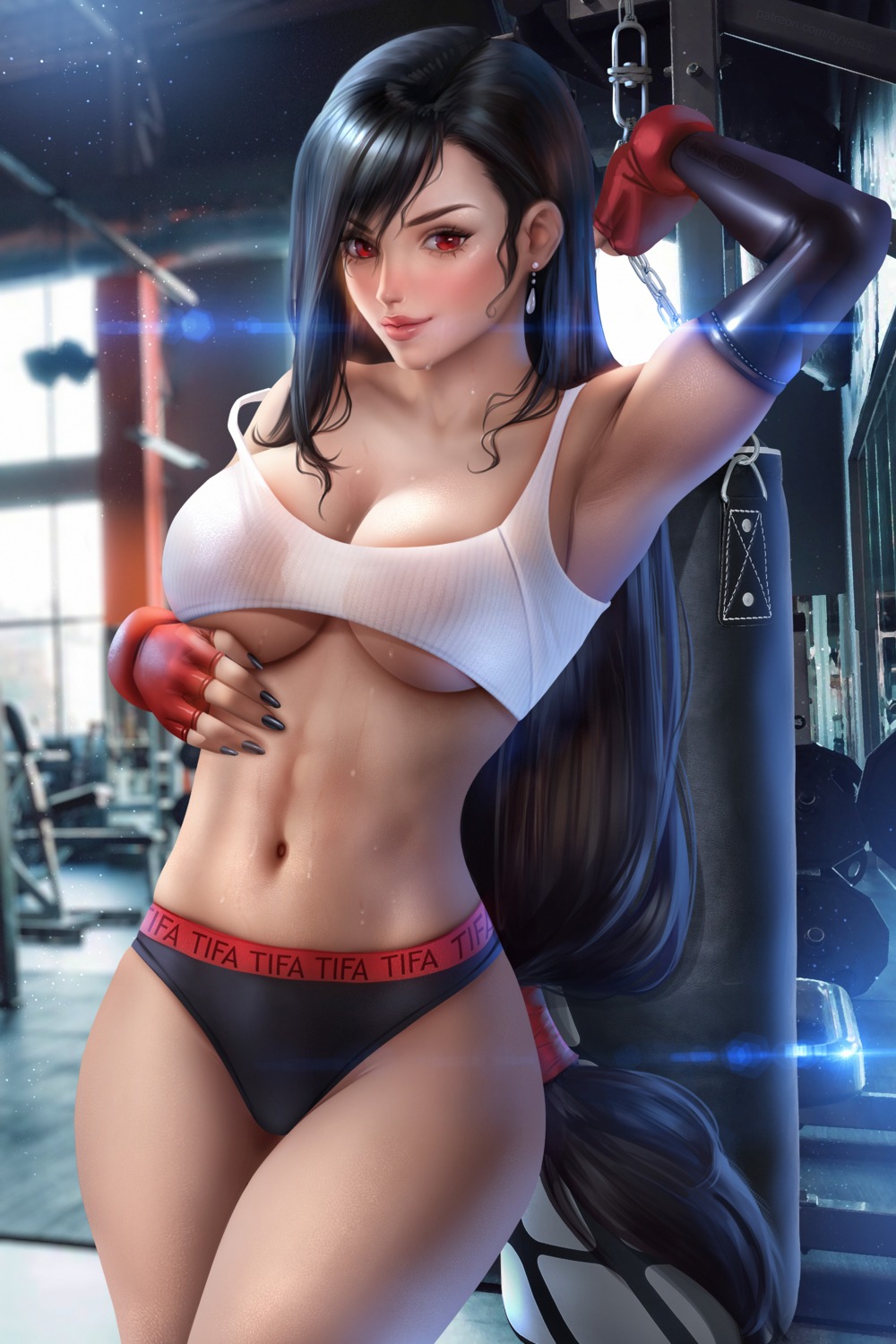 ayyasap final_fantasy final_fantasy_vii no_bra pantsu see_through tifa_lockhart wet wet_clothes