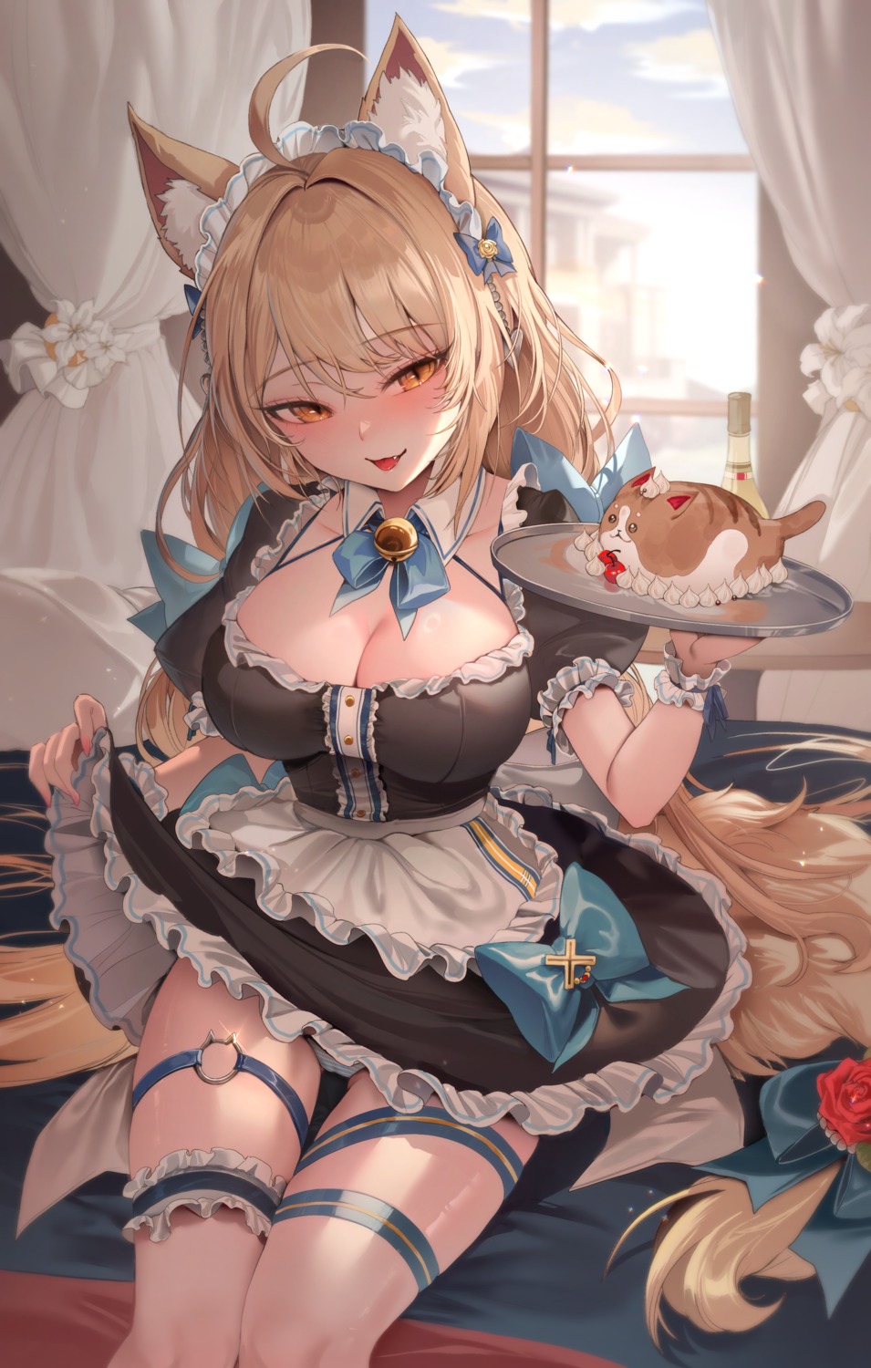 animal_ears garter maid nekomimi pantsu shimapan skirt_lift zerocat