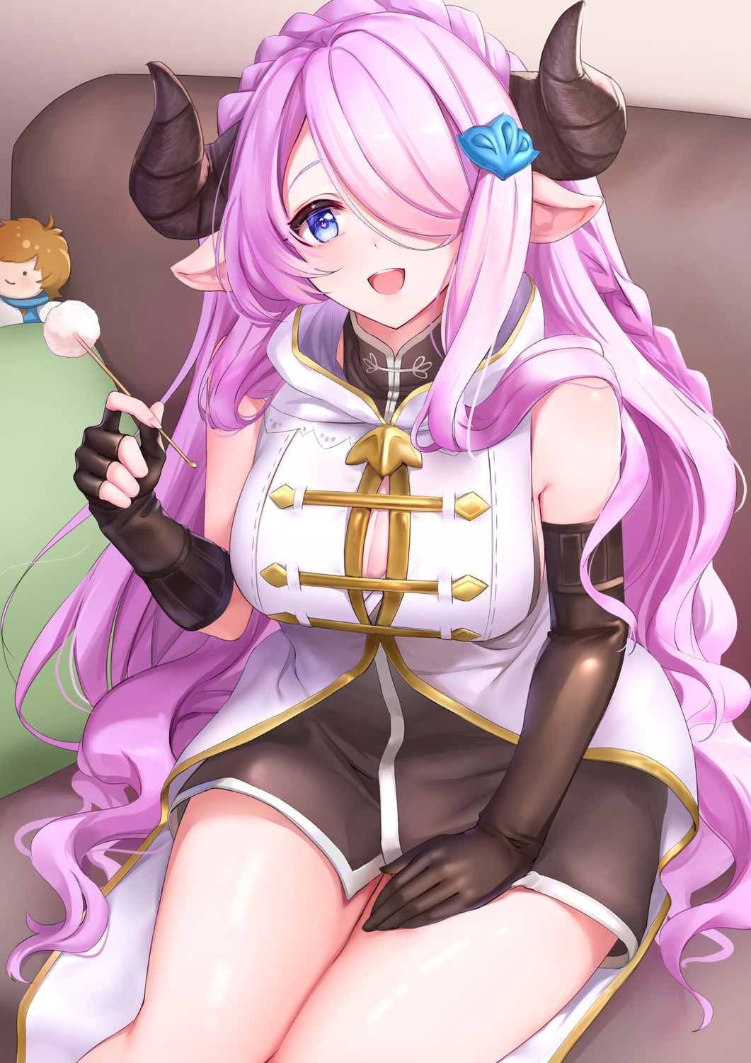 cleavage granblue_fantasy horns narumeia_(granblue_fantasy) pointy_ears sakurahuji-iro