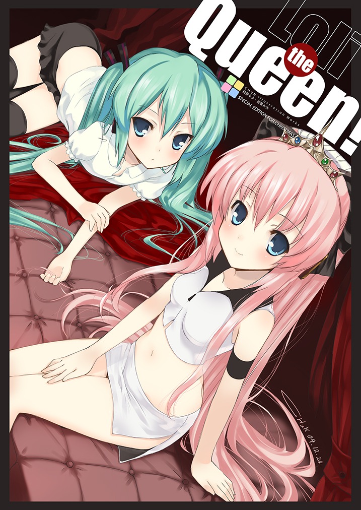 achunchun hatsune_miku megurine_luka thighhighs vocaloid