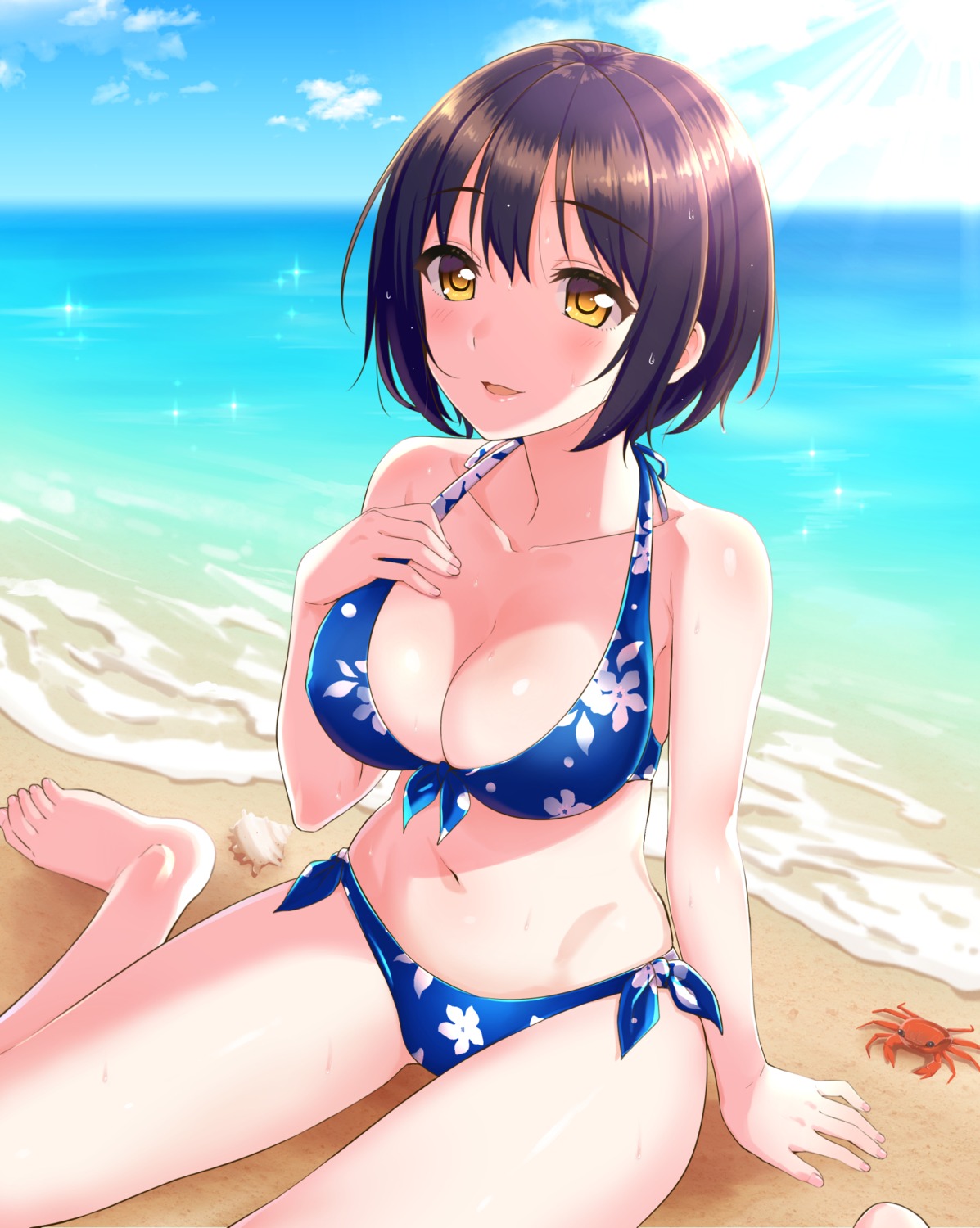 bikini breast_hold cleavage swimsuits takafuji_kako the_idolm@ster the_idolm@ster_cinderella_girls tokita_arumi wet