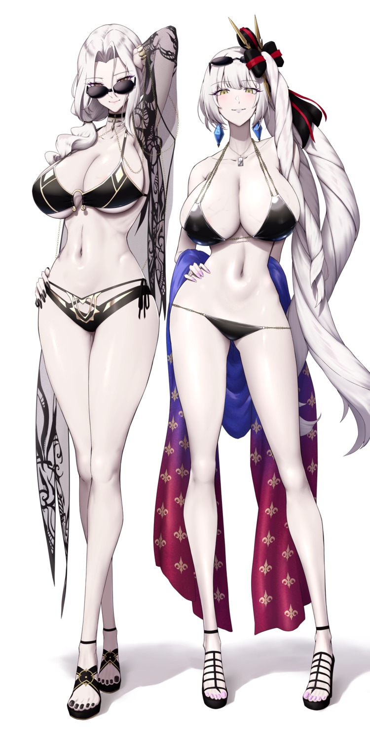 bikini carmilla_(fate/grand_order) fate/grand_order marie_antoinette_(fate/grand_order) megane see_through shiroshisu swimsuits