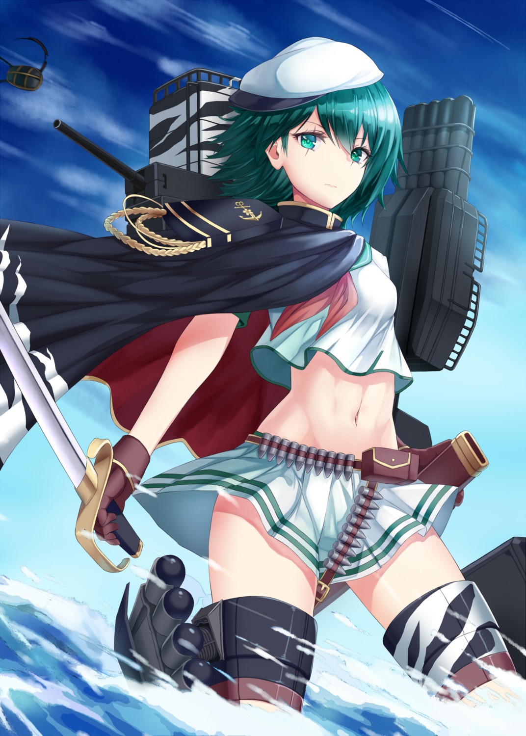 kantai_collection kiso_(kancolle) mizuya_nao seifuku sword wet