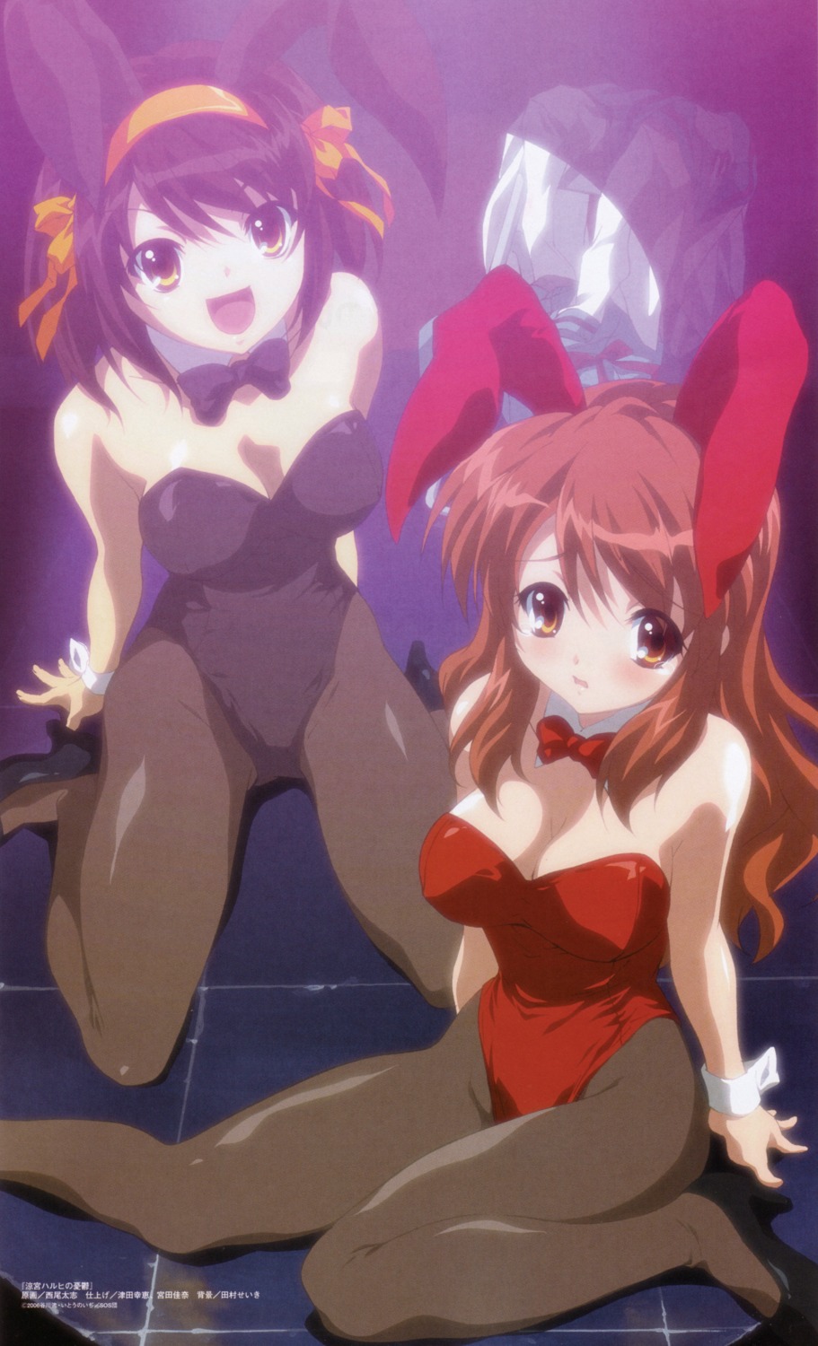 animal_ears asahina_mikuru bunny_ears bunny_girl cleavage nishiya_futoshi pantyhose suzumiya_haruhi suzumiya_haruhi_no_yuuutsu