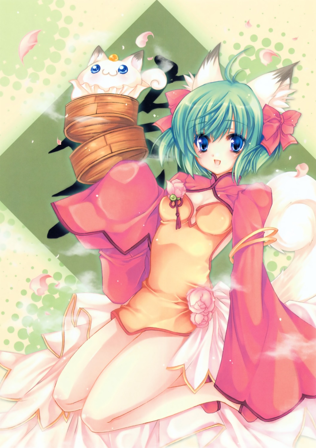 animal_ears chinadress greenwood hareko midori neko nekomimi tail