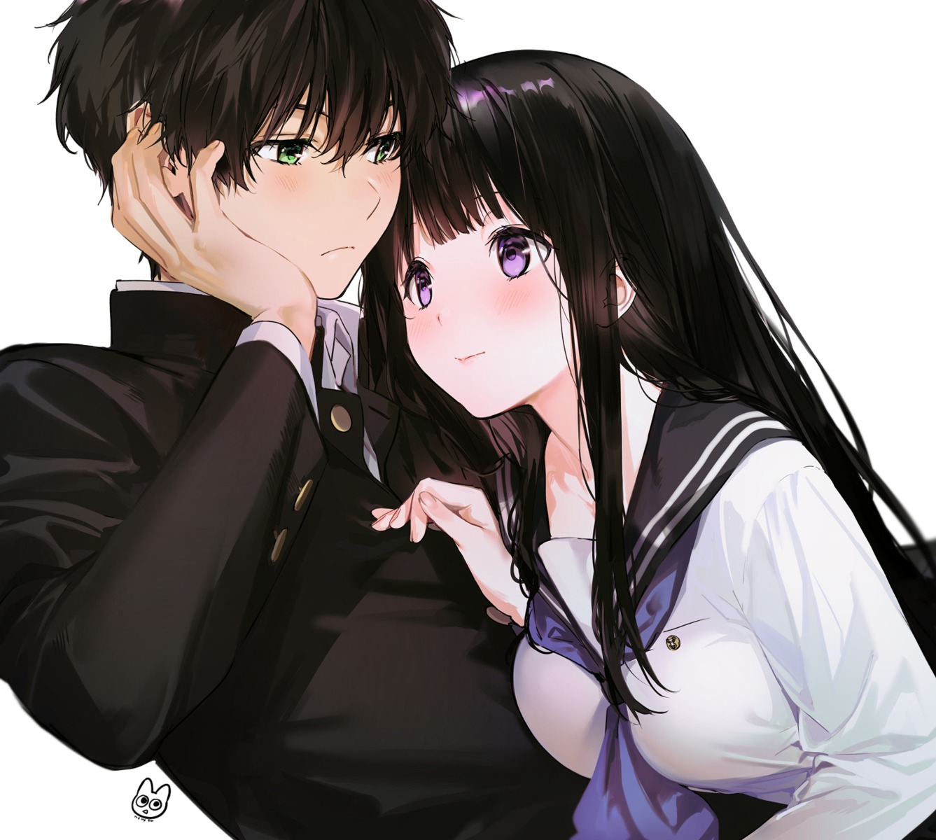 chitanda_eru hyouka mery_(yangmalgage) oreki_houtarou seifuku