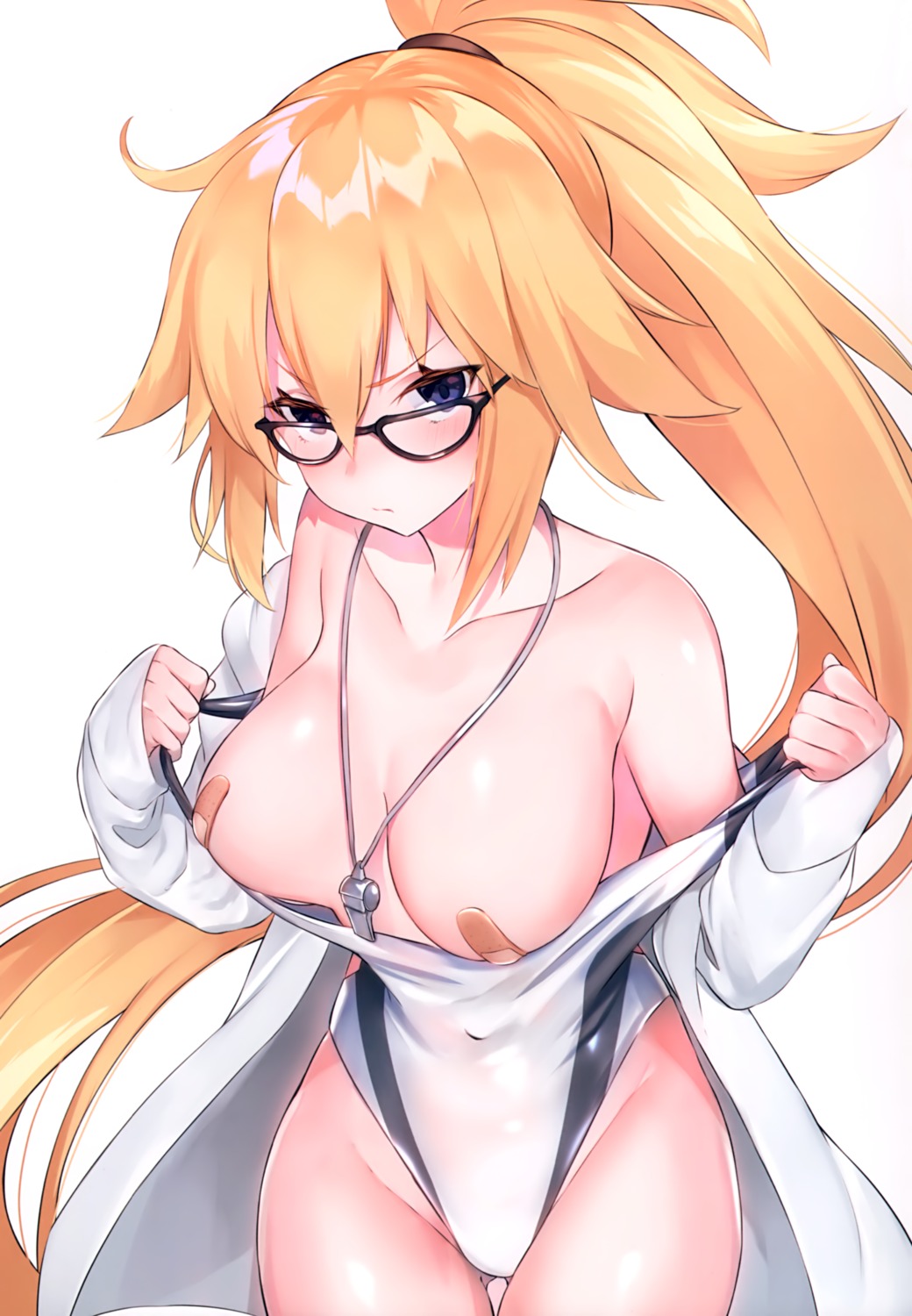 bandaid breasts fate/grand_order megane pasties suzuho_hotaru swimsuits undressing