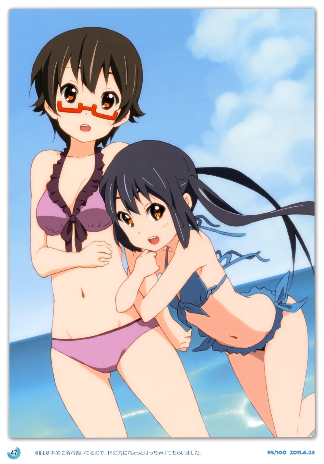 bikini errant k-on! manabe_nodoka megane nakano_azusa singerly swimsuits