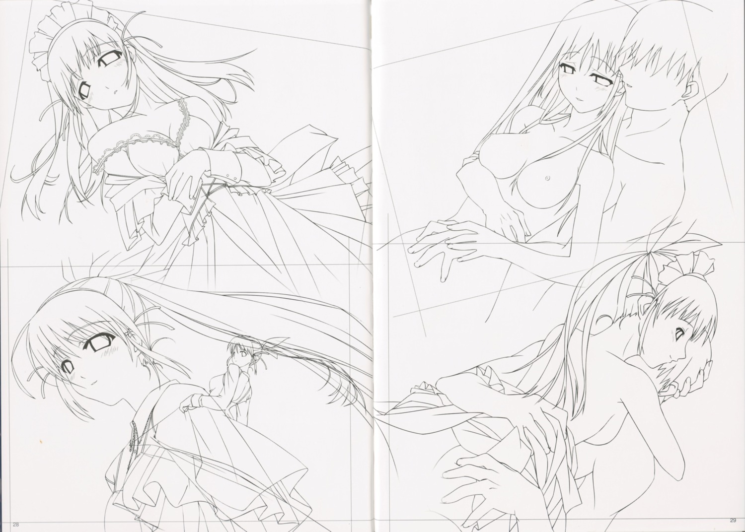 censored monochrome murakami_suigun naked nipples sex sketch