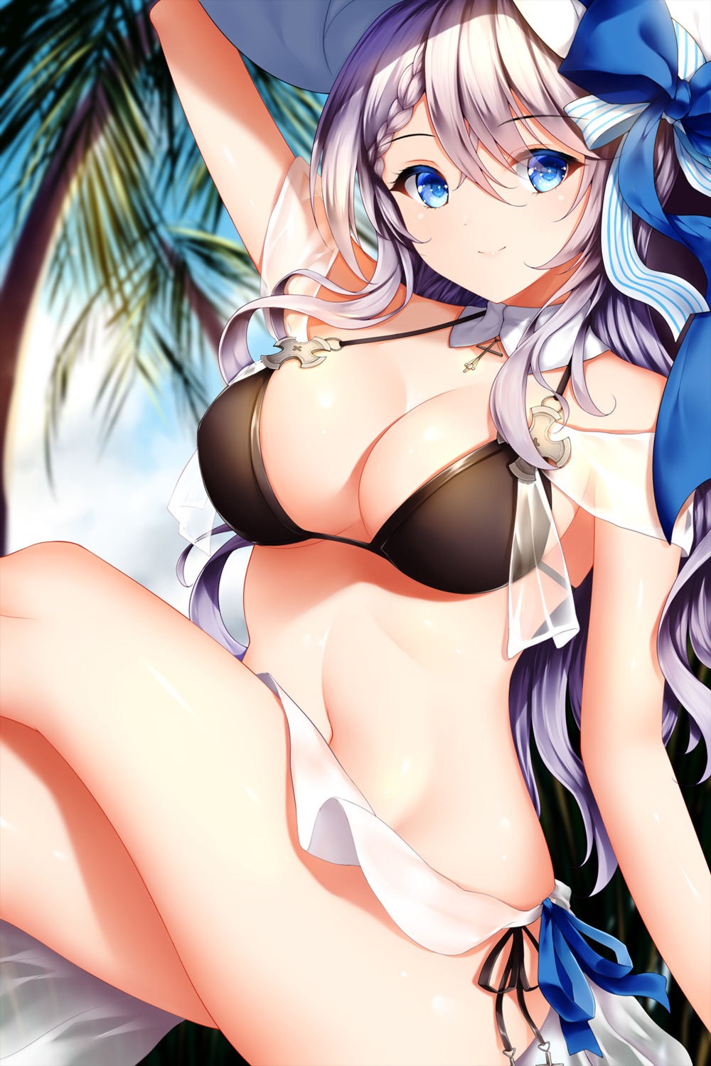 azur_lane bikini see_through skirt_lift swimsuits vestal_(azur_lane) wsman