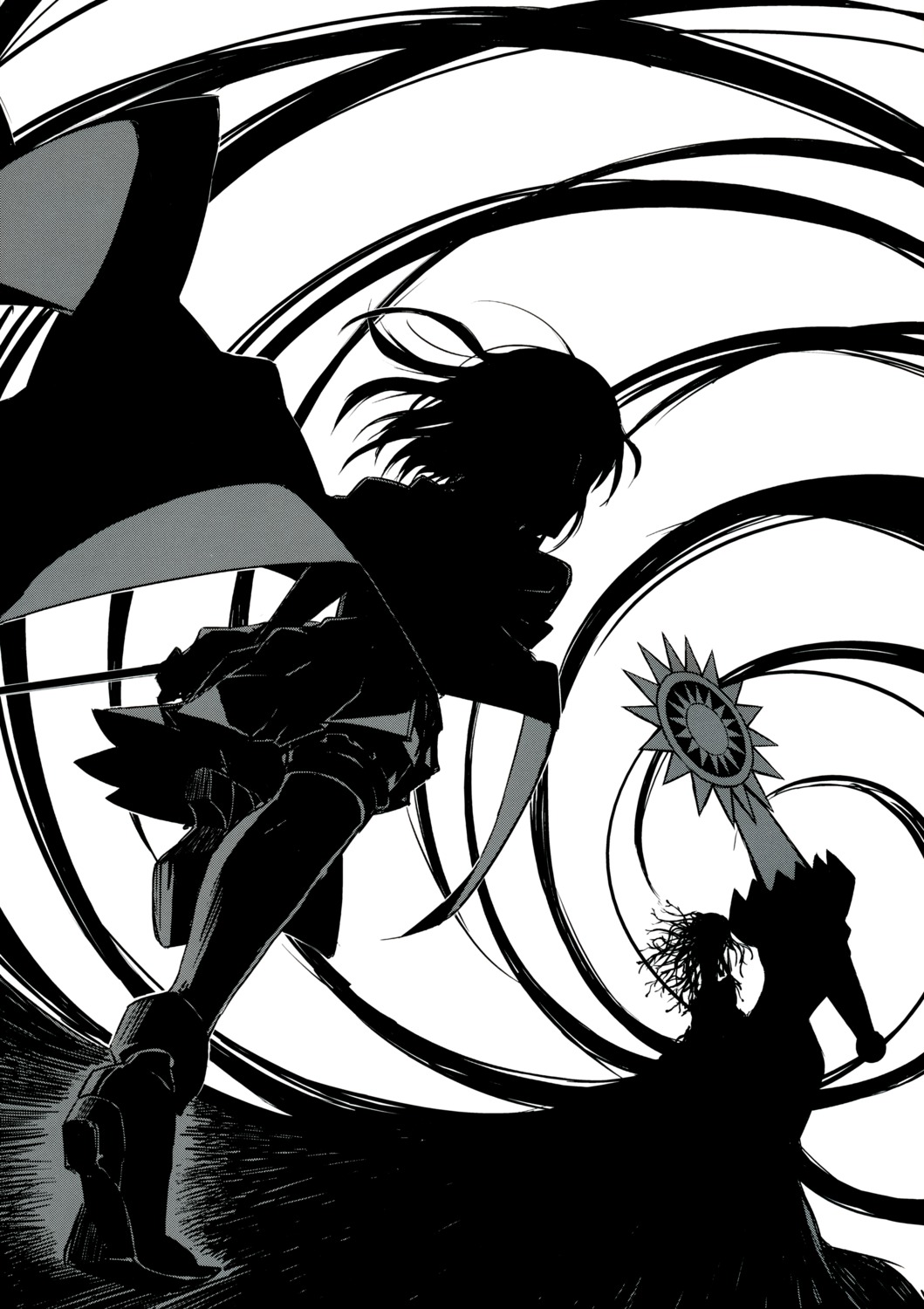 hige_(artist) mahou_shoujo_madoka_magica miki_sayaka monochrome sword