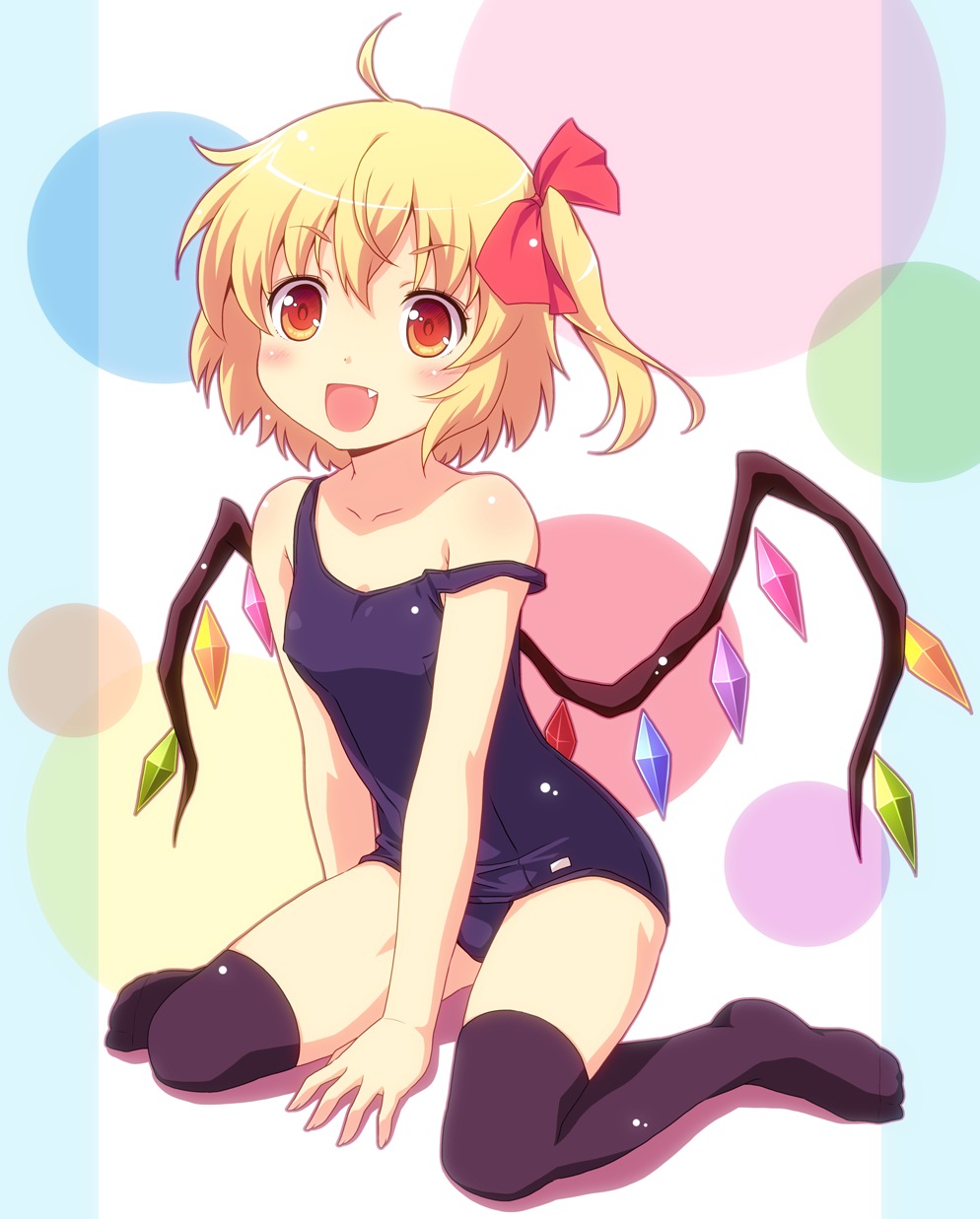 flandre_scarlet school_swimsuit swimsuits thighhighs touhou yamasan