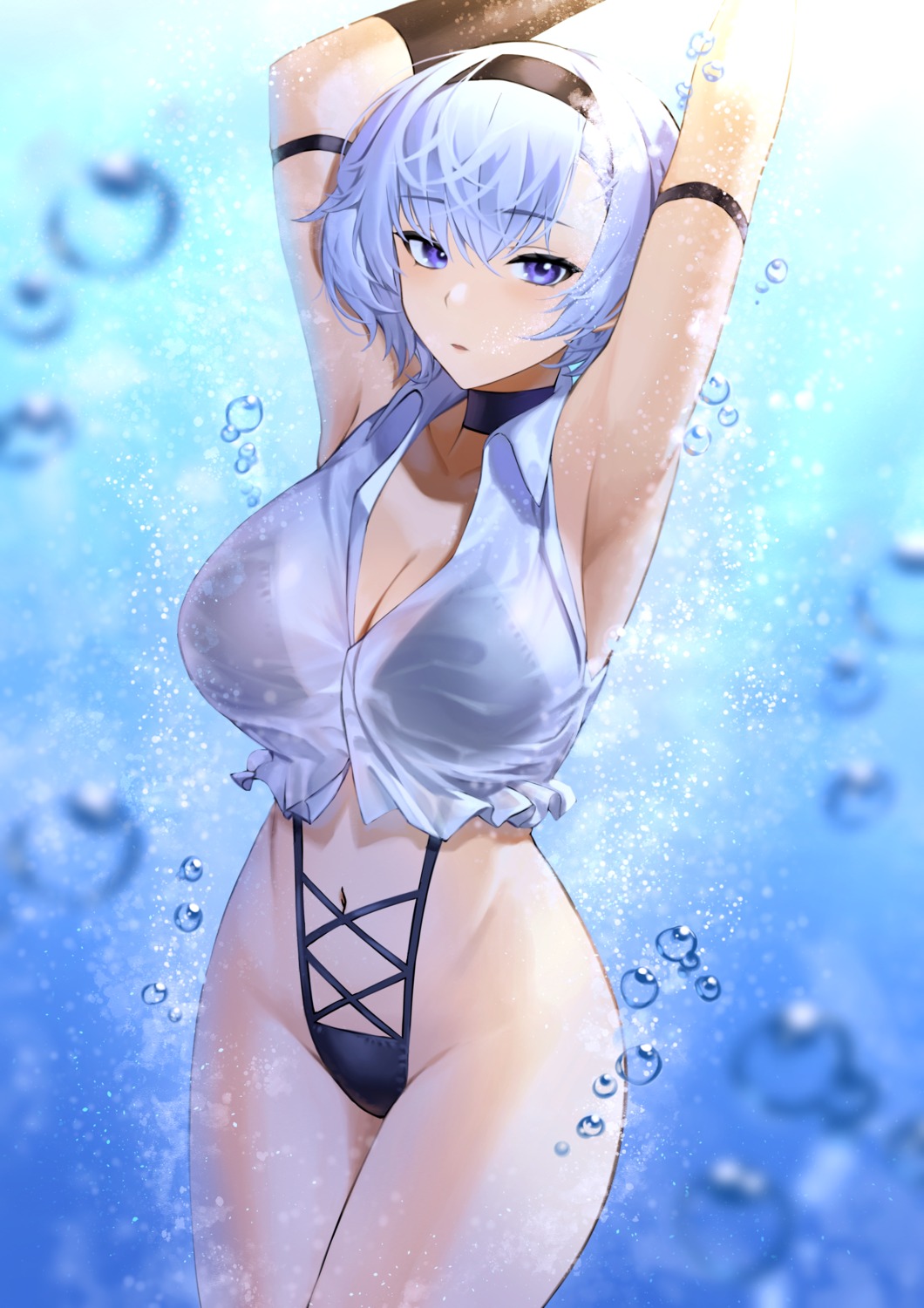 azur_lane lordol reno_(azur_lane) see_through swimsuits wet_clothes