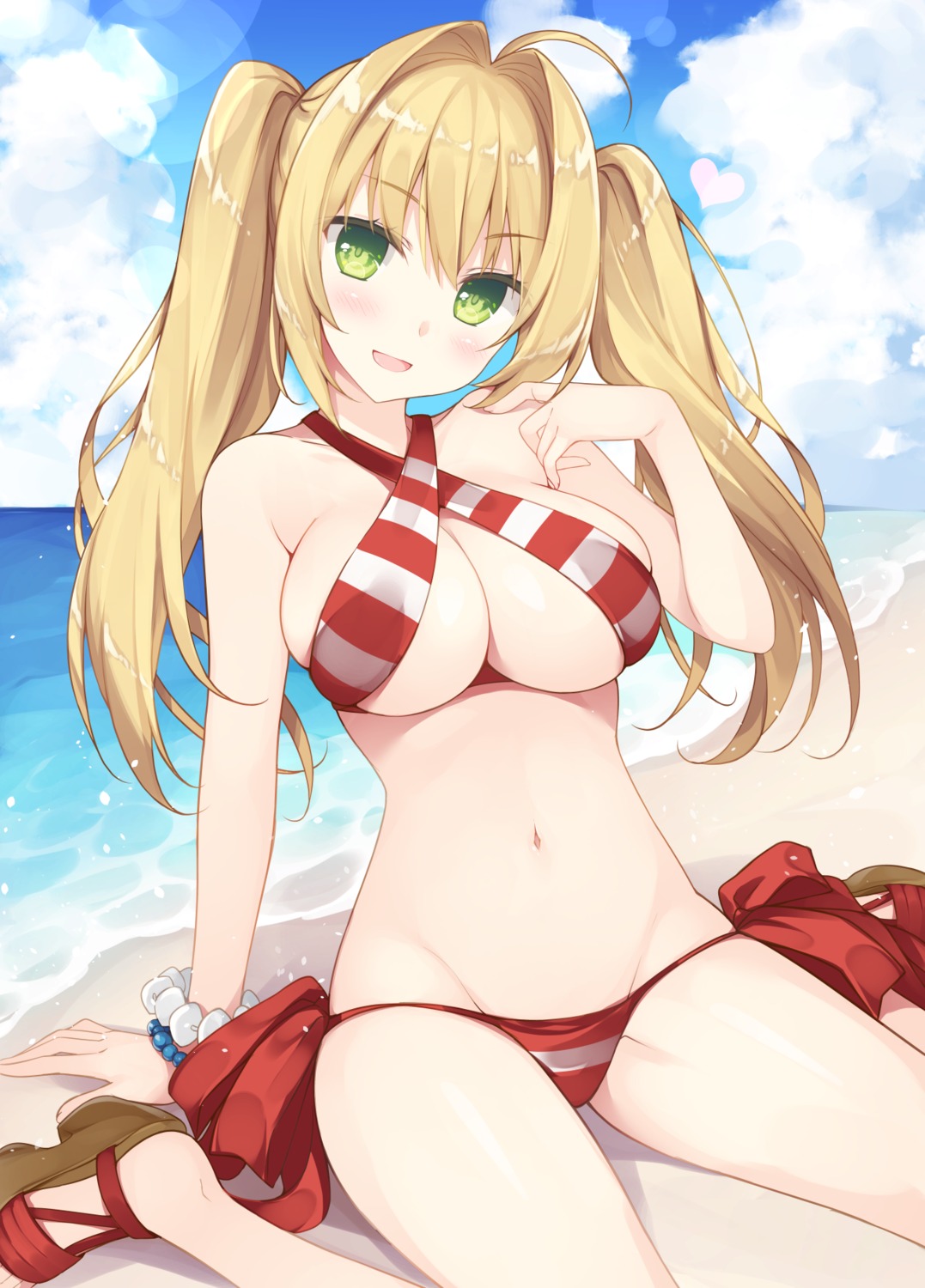 bikini fate/grand_order miko_92 saber_extra swimsuits