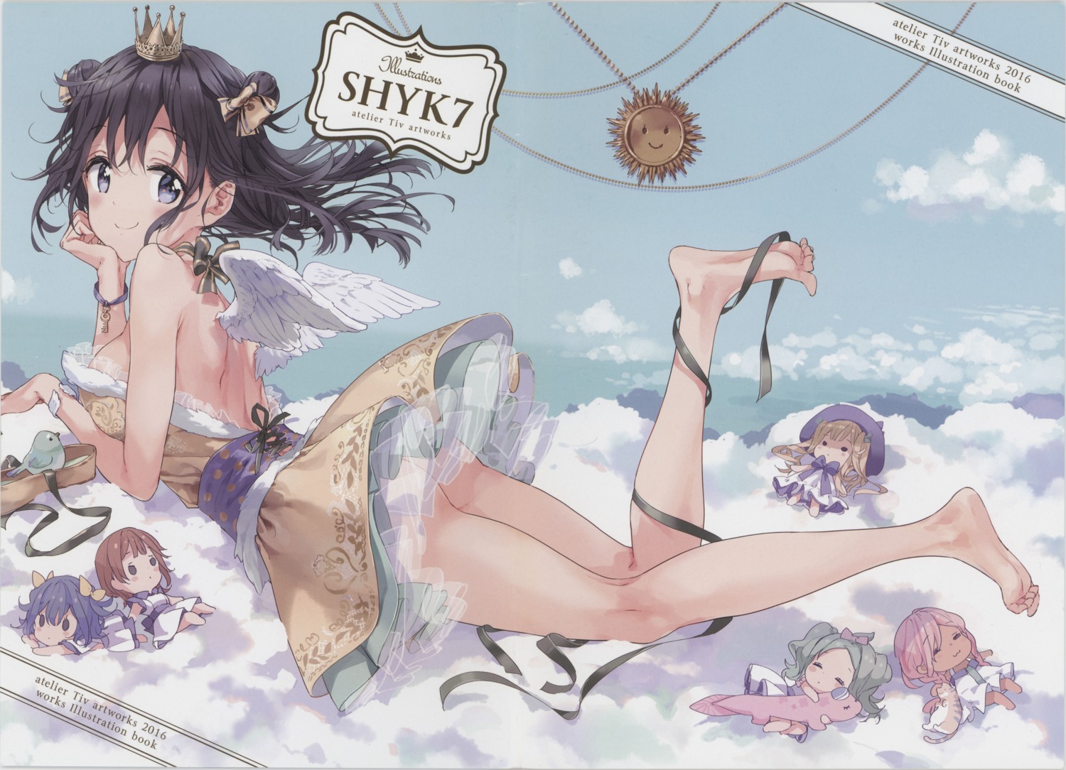 ass atelier_tiv_artworks breast_hold chibi crease dress feet fixme no_bra nopan see_through skirt_lift tiv wings