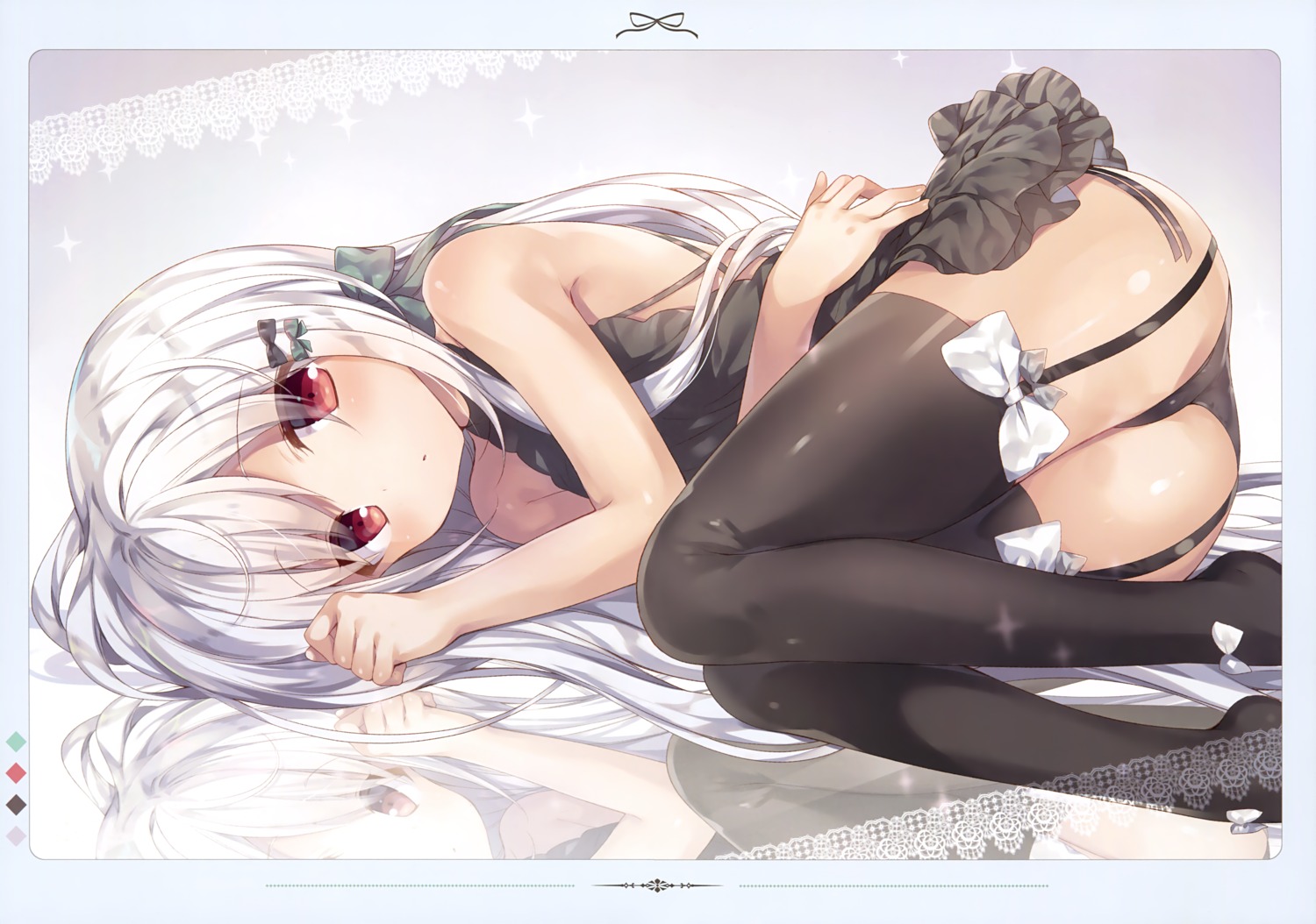 detexted dress fixed komeshiro_kasu pantsu skirt_lift stockings thighhighs yobi_gakka