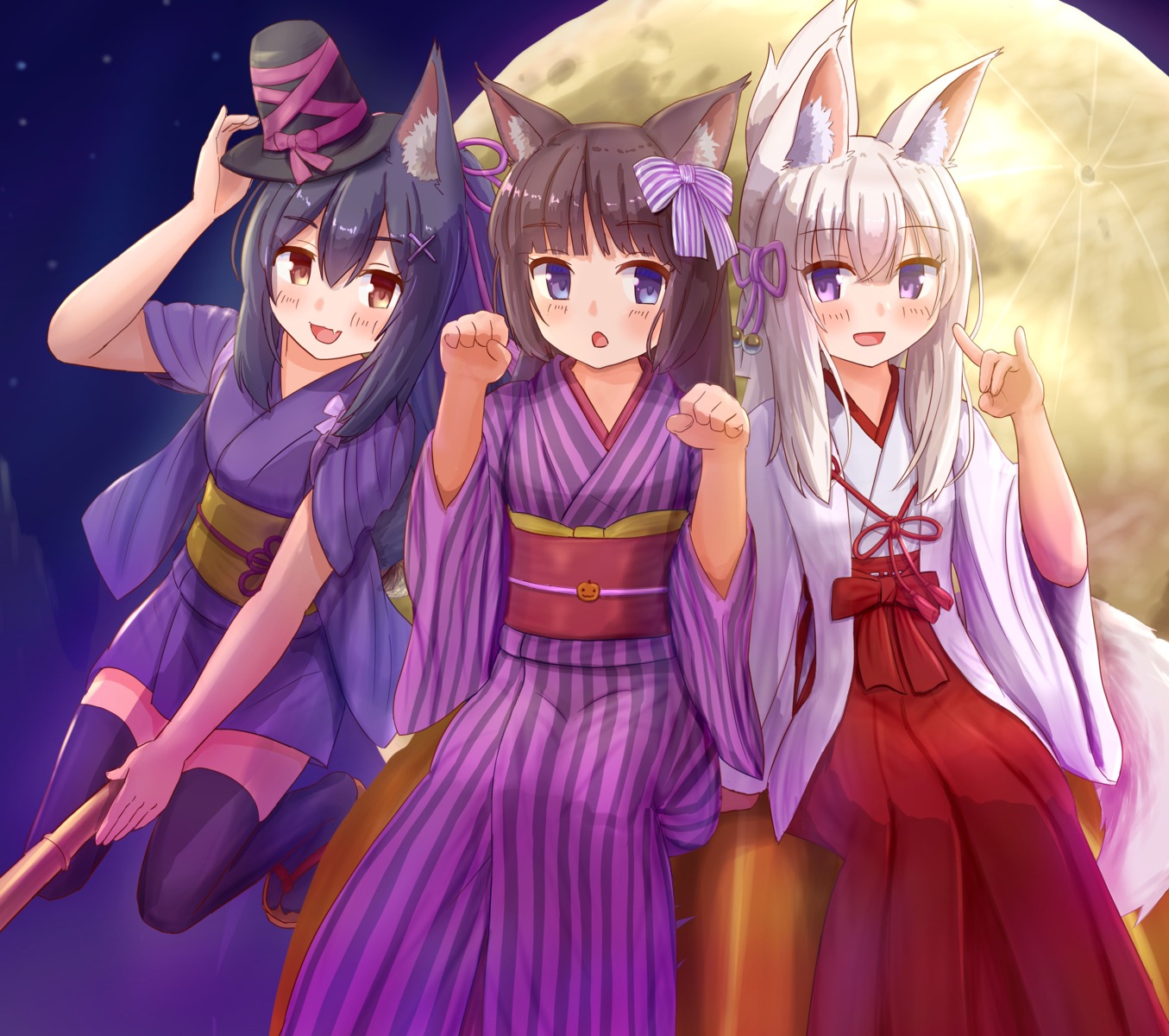 animal_ears iroha_(iroha_matsurika) kitsune miko nekomimi tail yukata