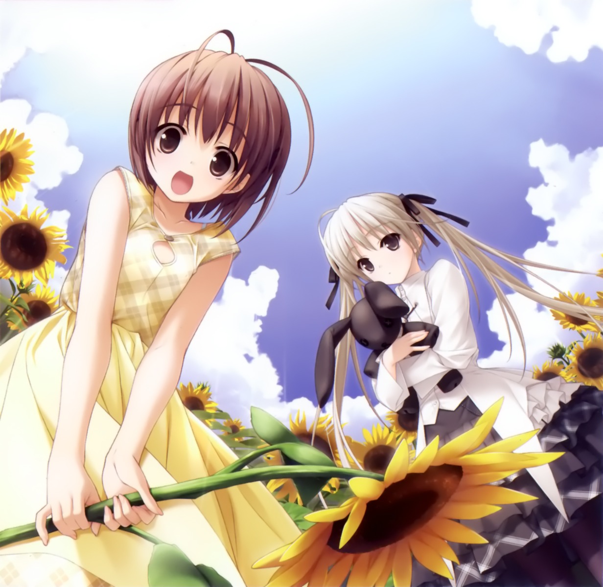 amatsume_akira dress hashimoto_takashi kasugano_sora pantyhose summer_dress yosuga_no_sora