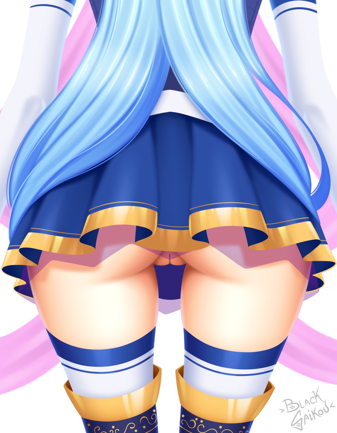 aqua_(konosuba) ass blacksaikou kono_subarashii_sekai_ni_shukufuku_wo! nopan pussy see_through thighhighs uncensored